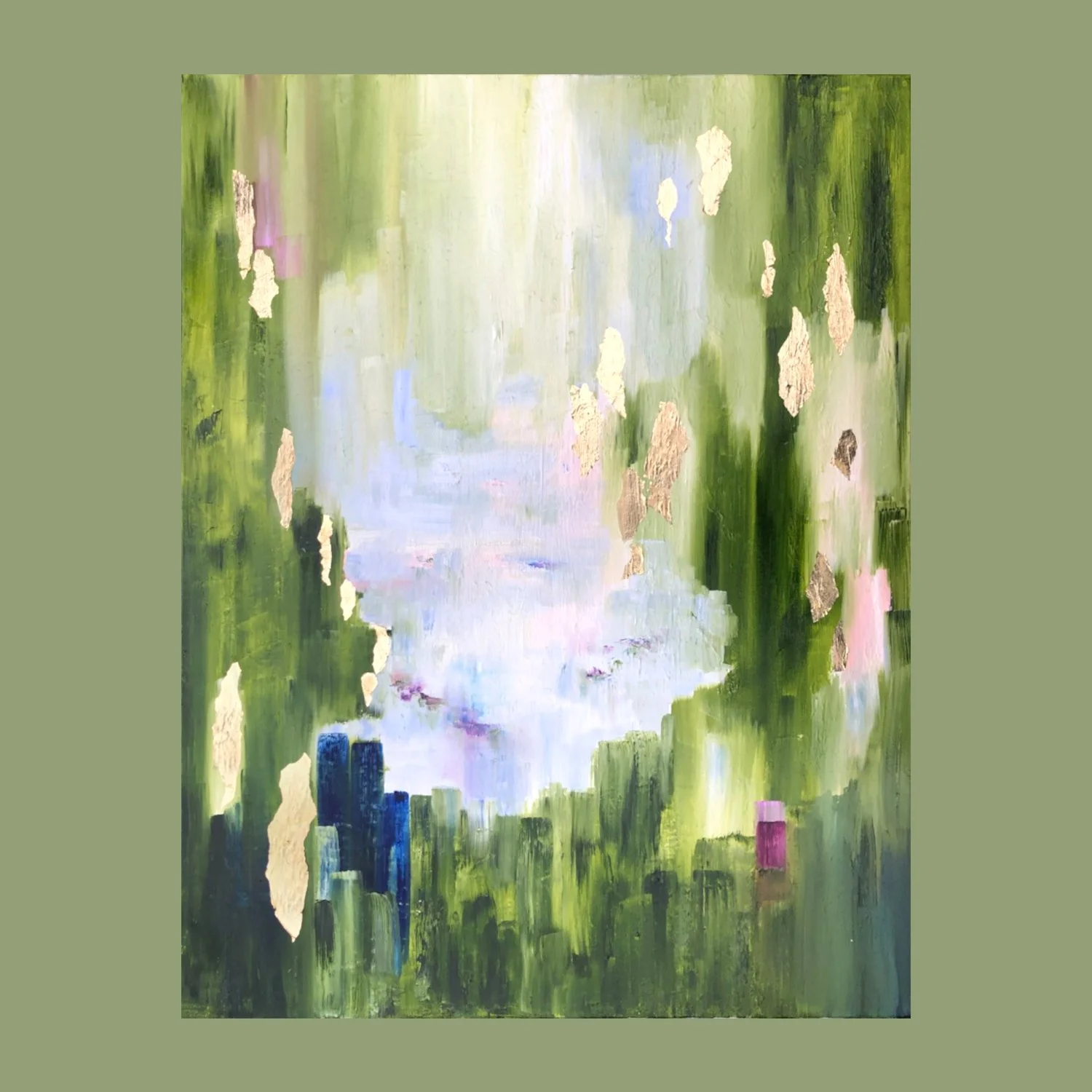 Willow Tree & Lily Pads - Large Abstract Oil Painting