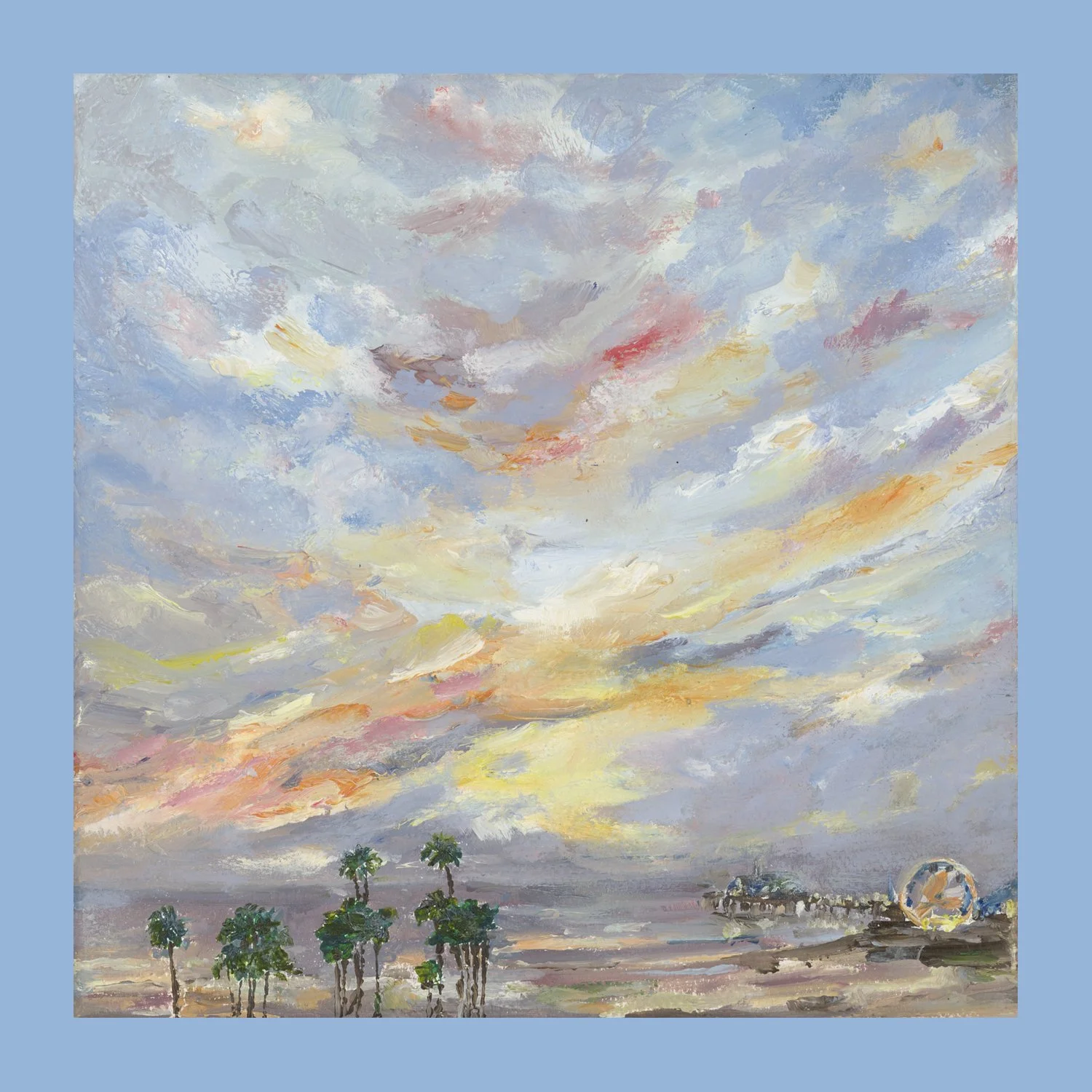 Santa Monica Sun-Dip - Small Original Oil Painting