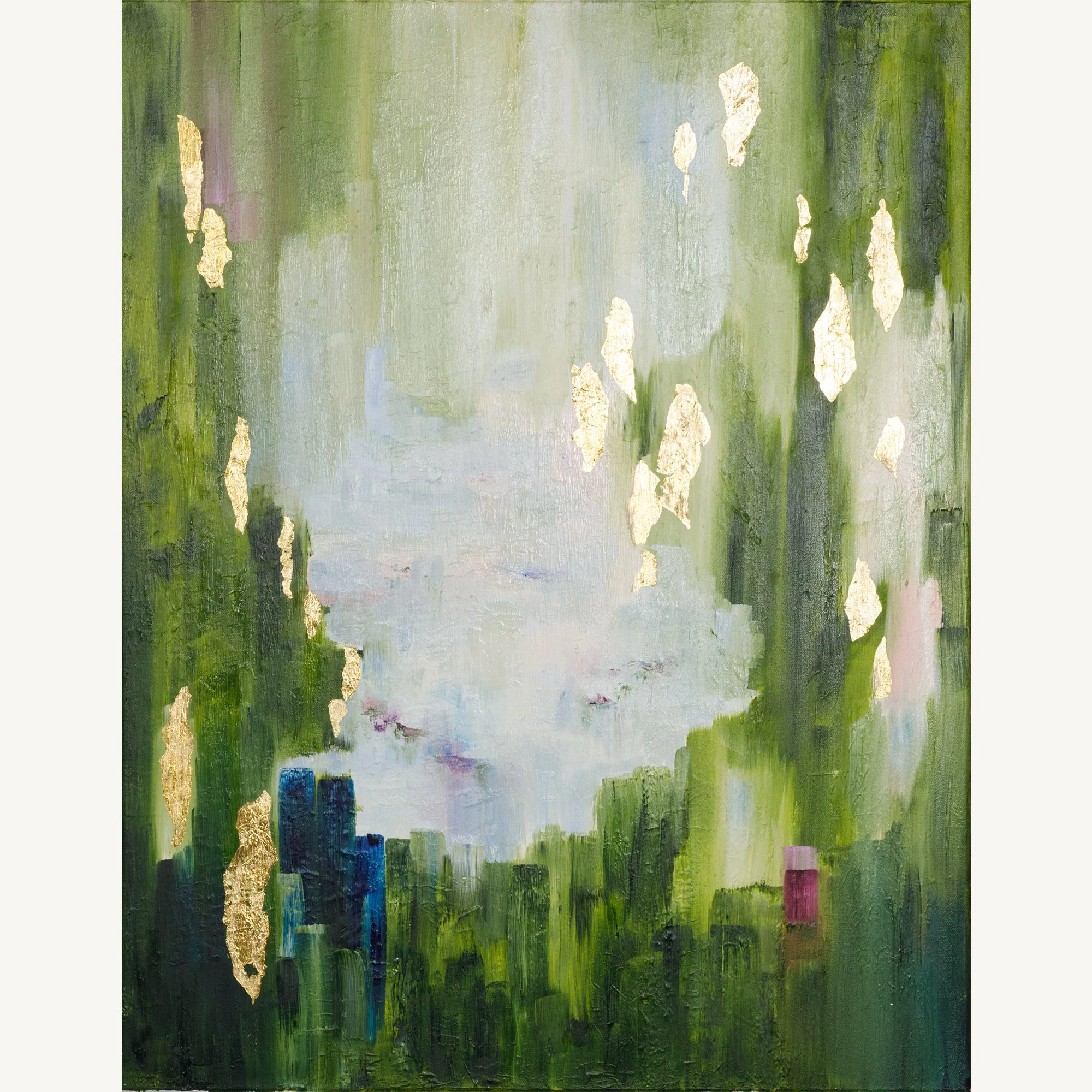 Willow Tree & Lily Pads - Large Abstract Oil Painting