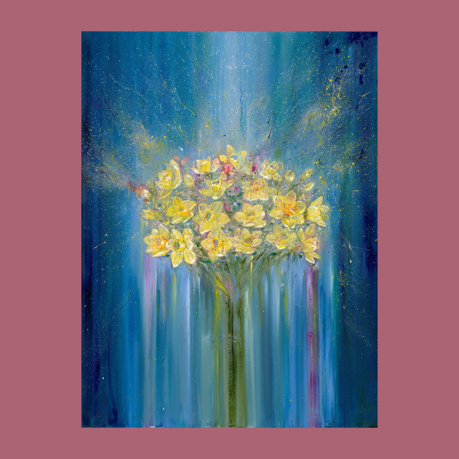 Resounding Joy - Contemporary Abstract Daffodil Oil Painting