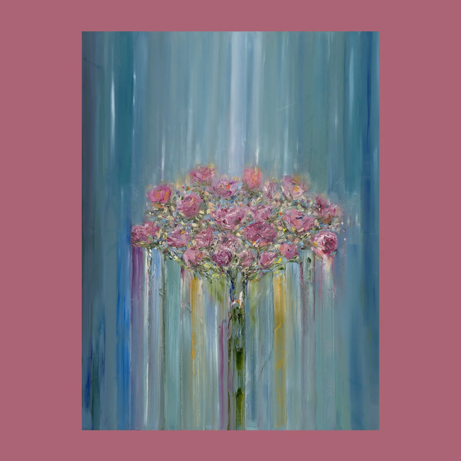 Twenty One Roses - Original Oil Painting Framed