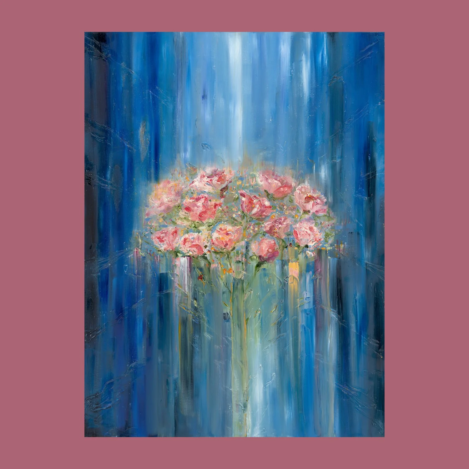 A Dozen Roses - Large Abstract Floral Wall Art Print