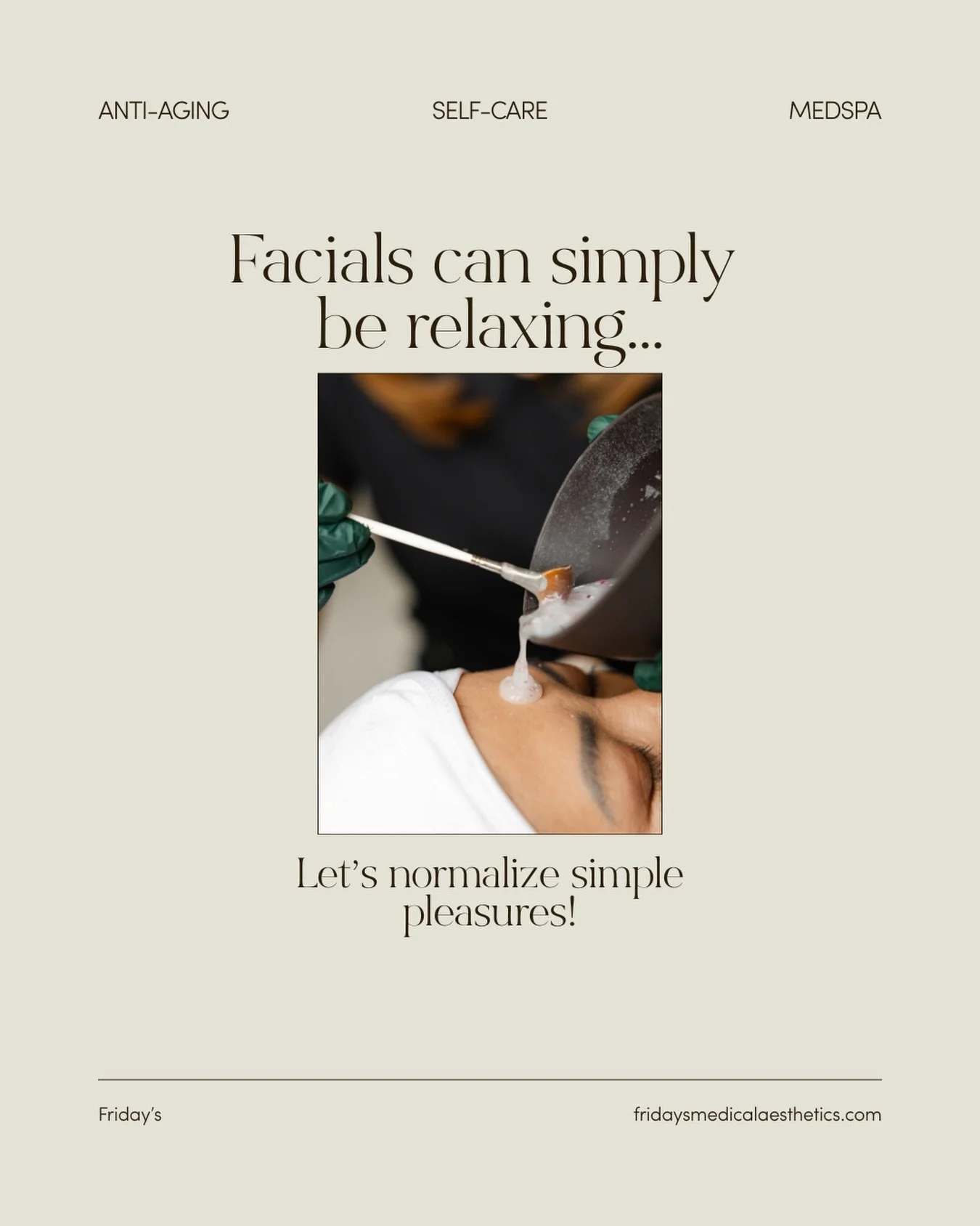 I don&rsquo;t love anything I &ldquo;have&rdquo; to do because it&rsquo;s good for me.

The gym. Eating perfectly. All of it can start to feel like a chore.
I want to do things because I enjoy them.

And it&rsquo;s okay if you book a facial simply be