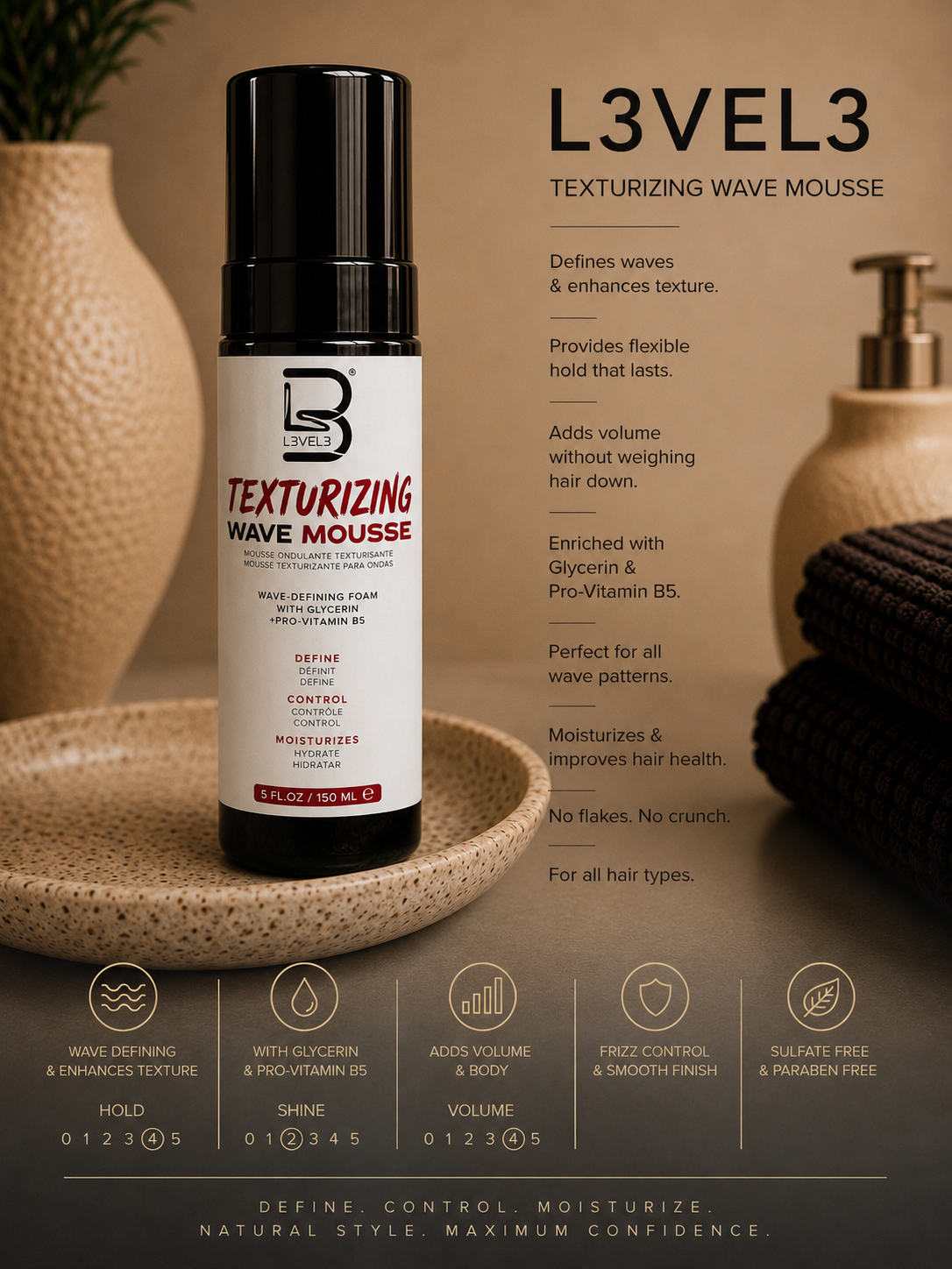L3VEL3 Texturizing Wave Mousse
