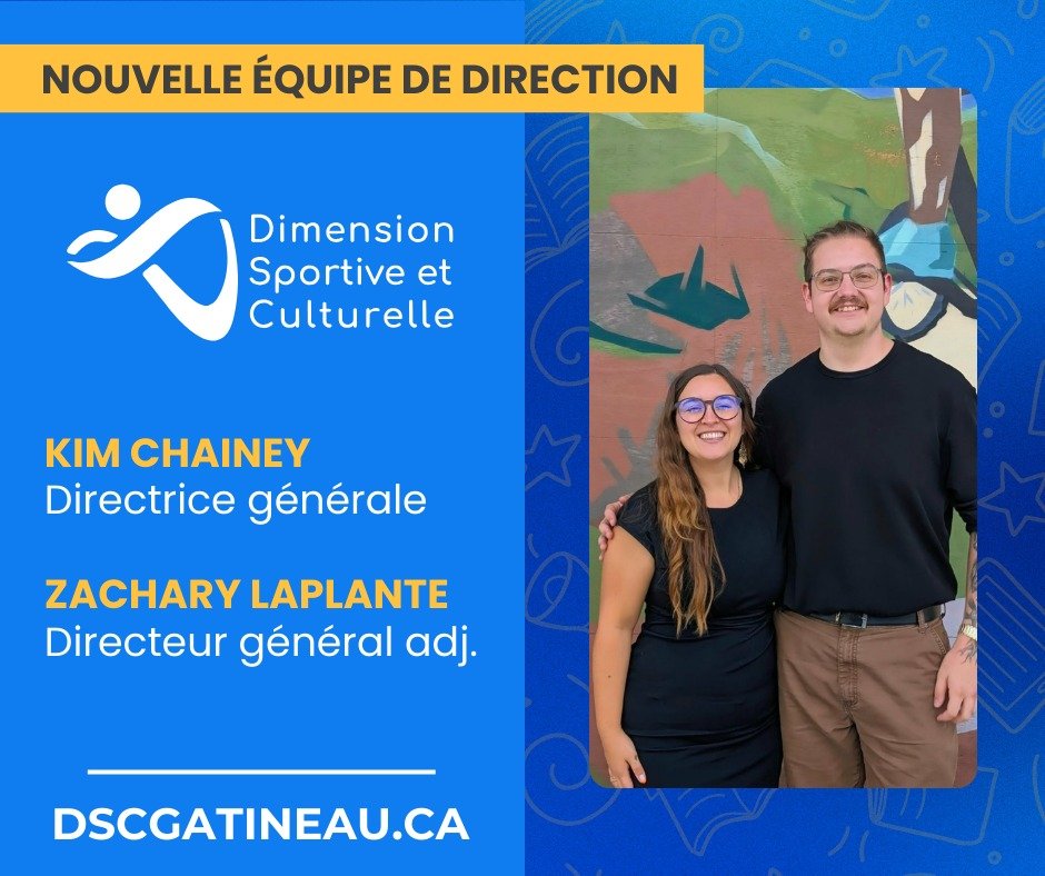 ✨Nouvelle &eacute;tape pour DSC✨
Le CA est tr&egrave;s heureux d&rsquo;annoncer la nomination de Kim Chainey &agrave; titre de directrice g&eacute;n&eacute;rale, ainsi que celle de Zachary Laplante &agrave; titre de directeur g&eacute;n&eacute;ral ad