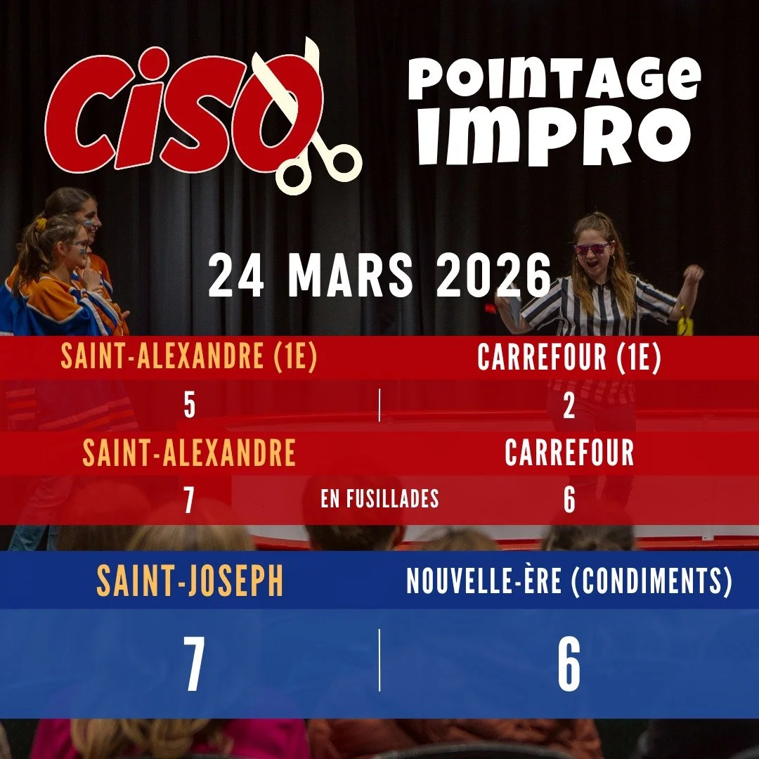 🌟 R&eacute;sultats des matchs 🌟
24 mars 2026
-
Les photos des &eacute;toiles ne seront pas disponibles jusqu'&agrave; nouvel ordre. Nous voulons d&rsquo;abord nous assurer d&rsquo;&ecirc;tre conformes aux nouvelles normes en vigueur concernant le c