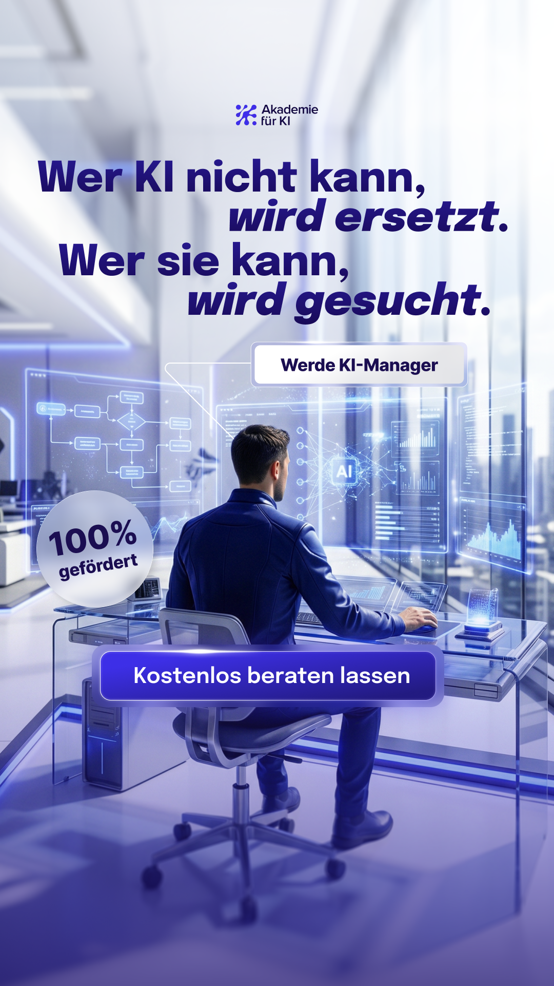 Futuristic Ad Akademie für KI