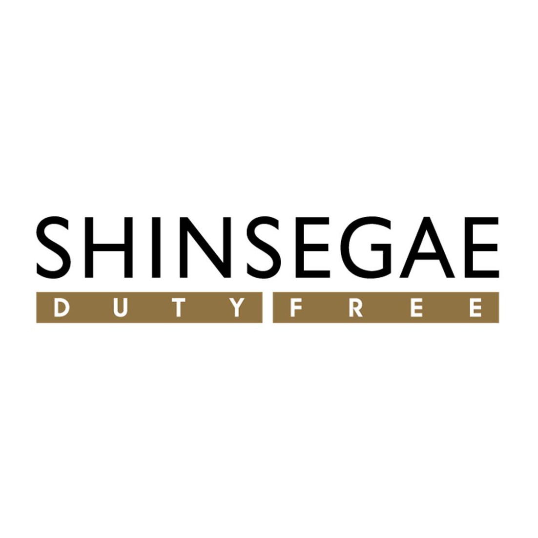 Logo with the text 'SHINSEGAE DUTY FREE' in black and gold on a white background.