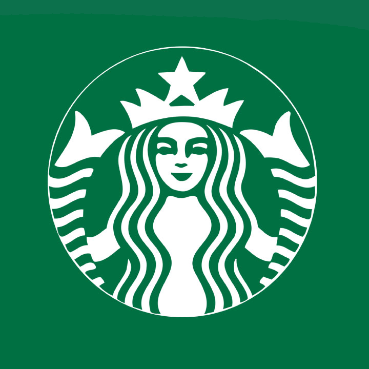 Starbucks logo with a green background and a white mermaid symbol.