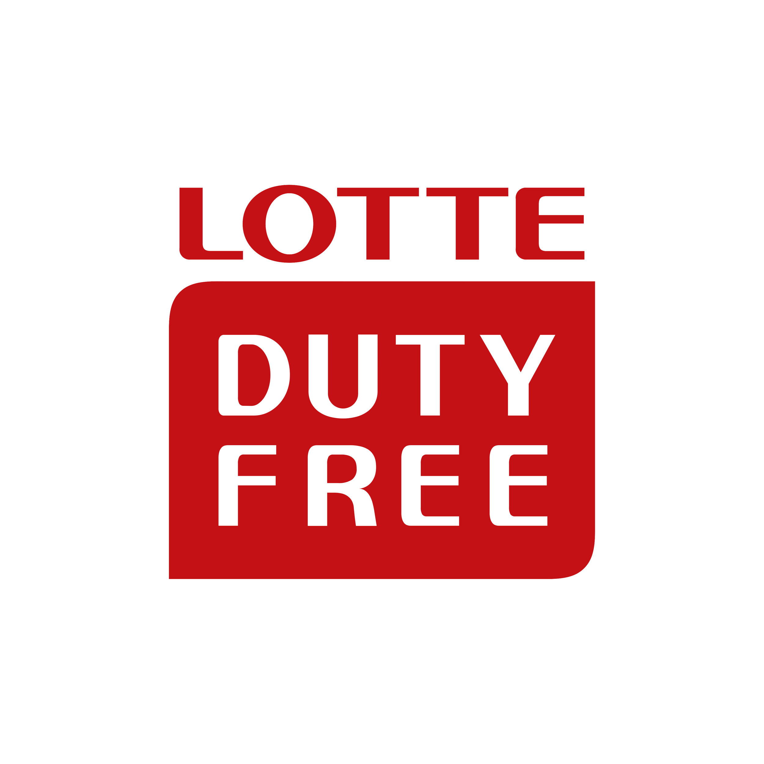Lotte Duty Free logo with red and white design.
