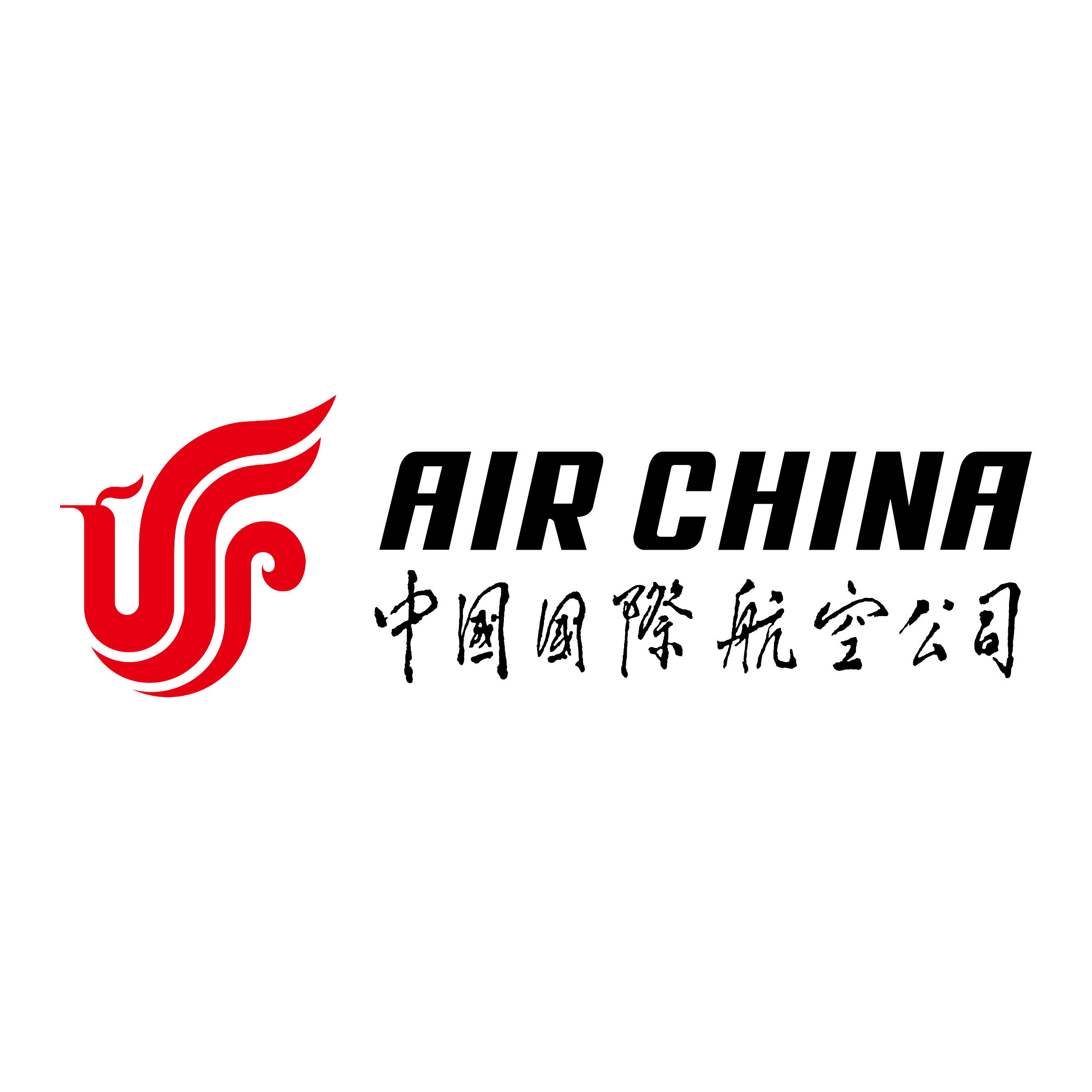 Logo of Air China with red phoenix emblem, black text reading 'AIR CHINA' and Chinese characters below.