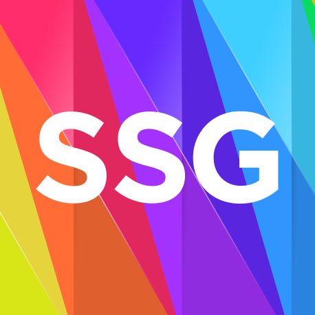 Colorful background with the letters "SSG" in white center.