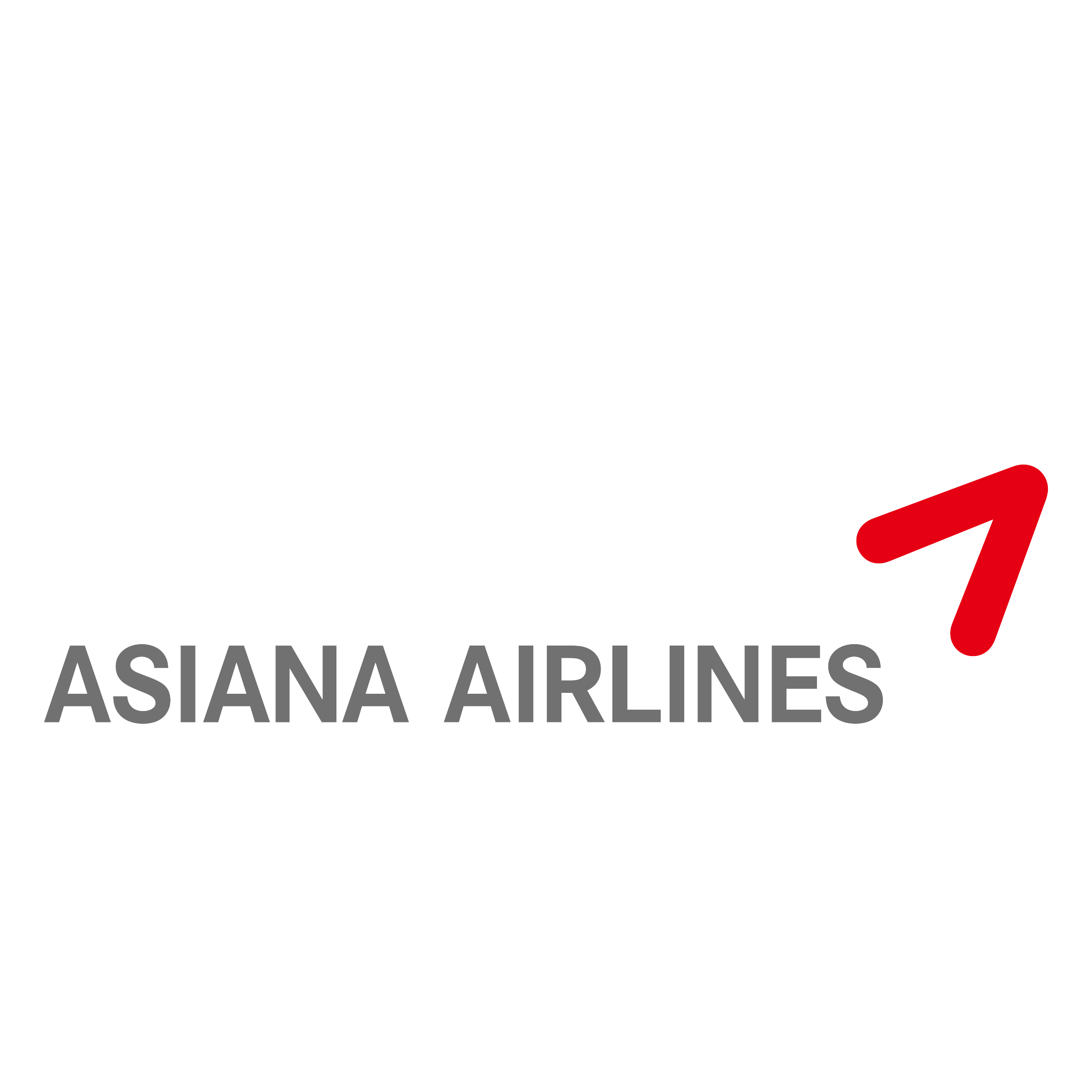 Asiana Airlines logo with red arrow pointing upwards
