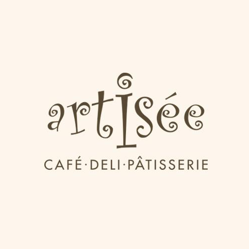 Logo for Artisée, a café, deli, and pastry shop with stylized text.
