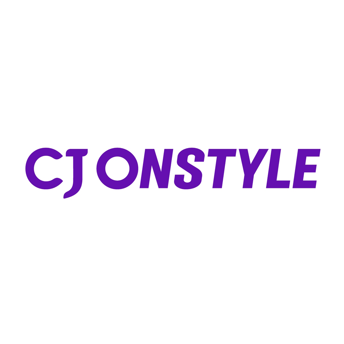 Text says 'CJ ONSTYLE' in purple, stylized font on a white background.