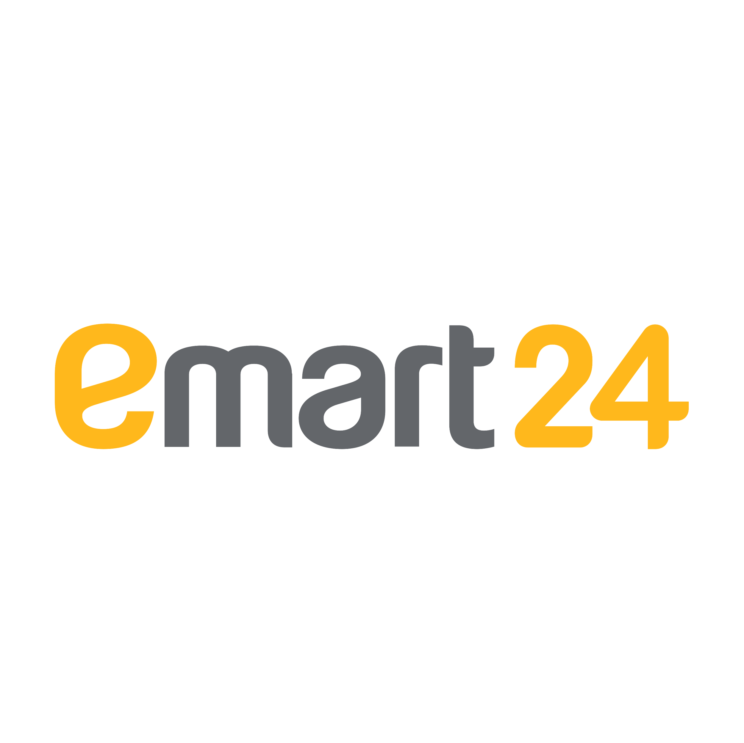 E-mart24 logo with yellow and gray text on a white background.