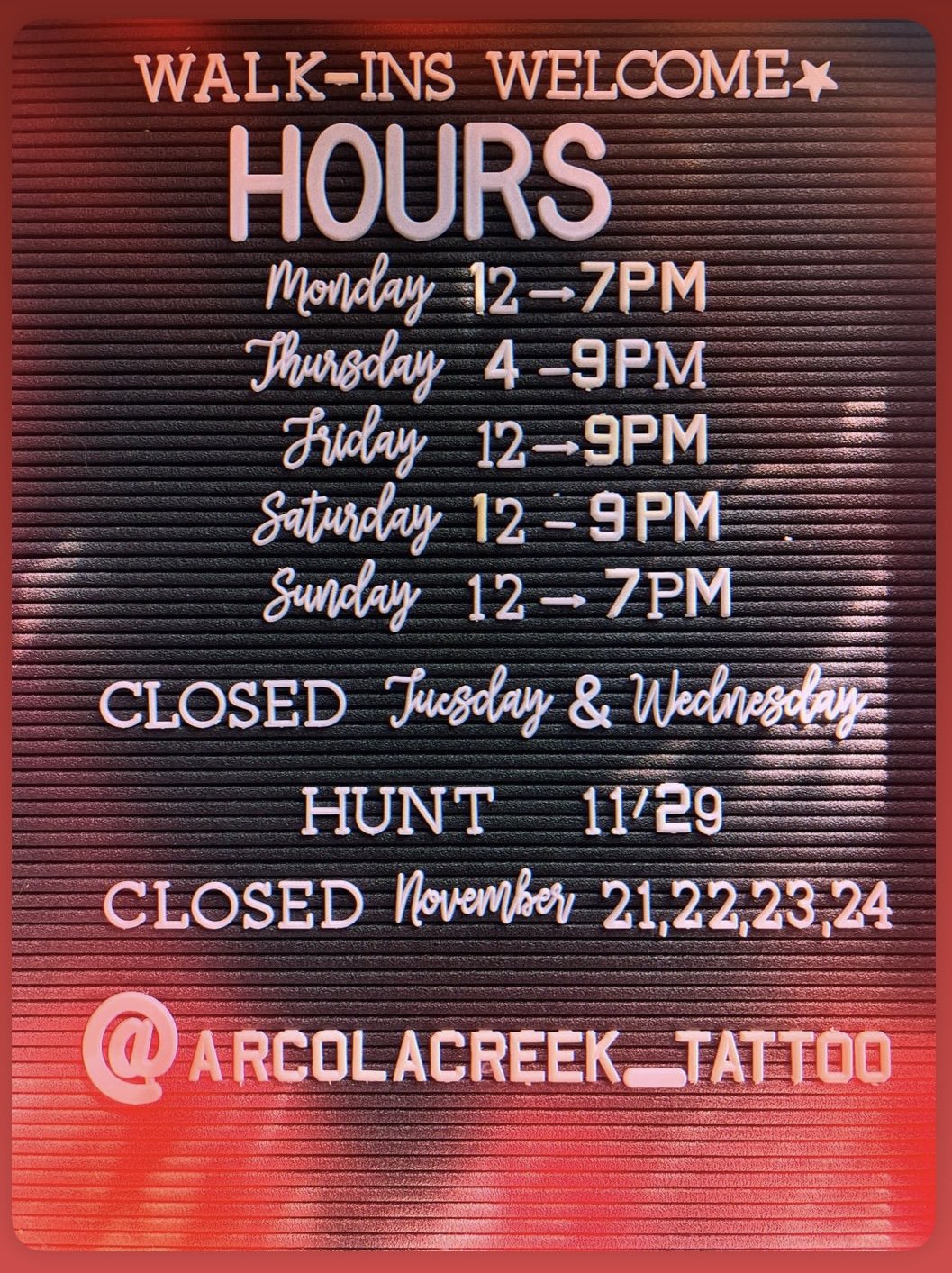 New Shop Hours