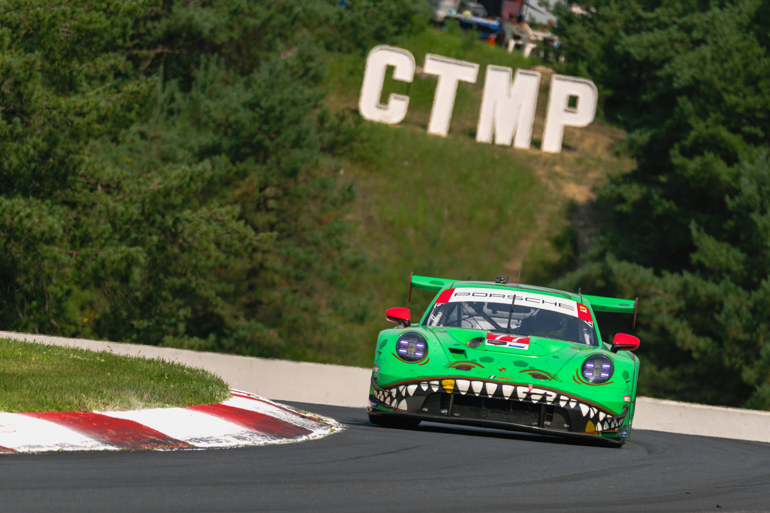 Rexy of AO Racing ripping through turn 3 at CTMP during the IMSA Weathertech Championship