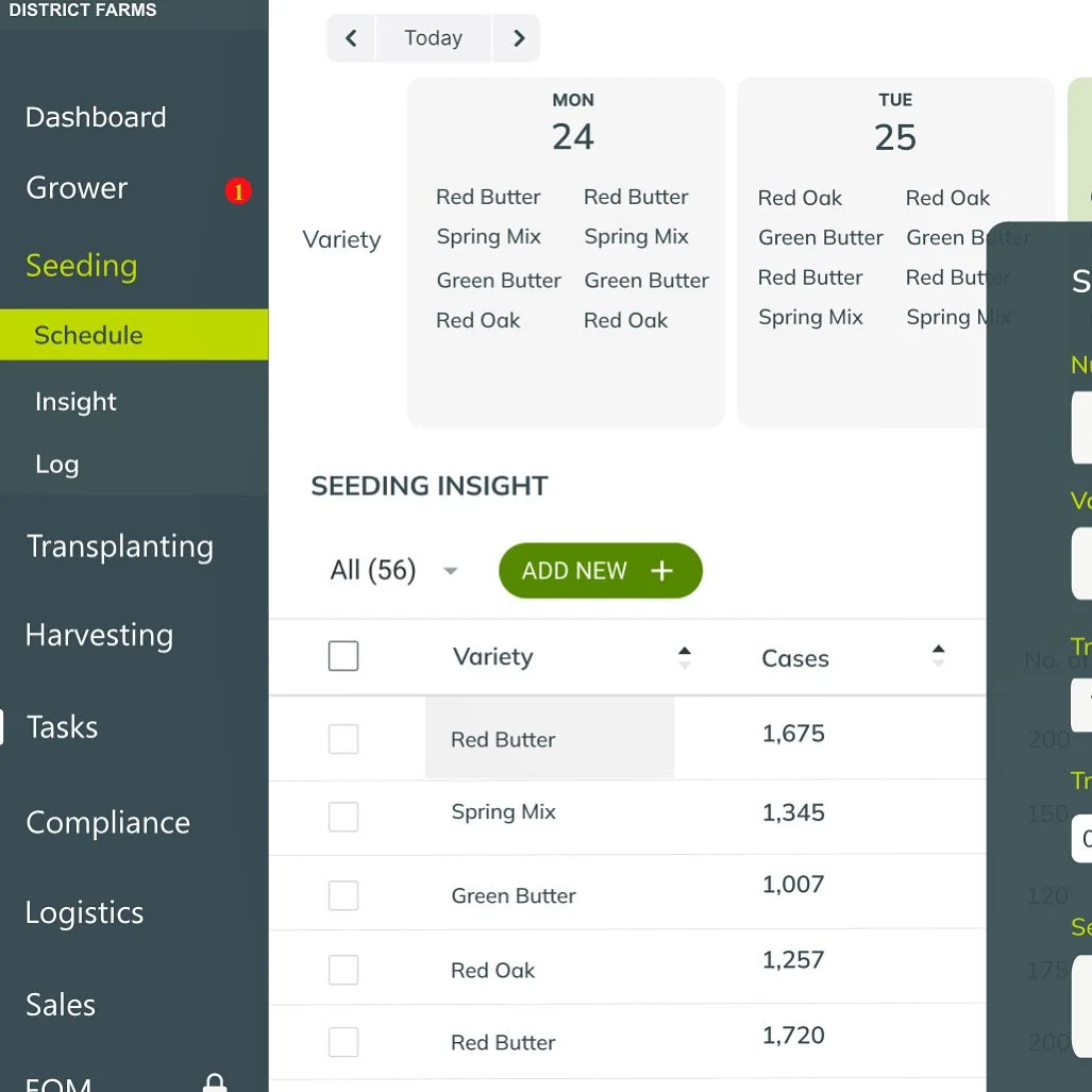 Schedule screen details