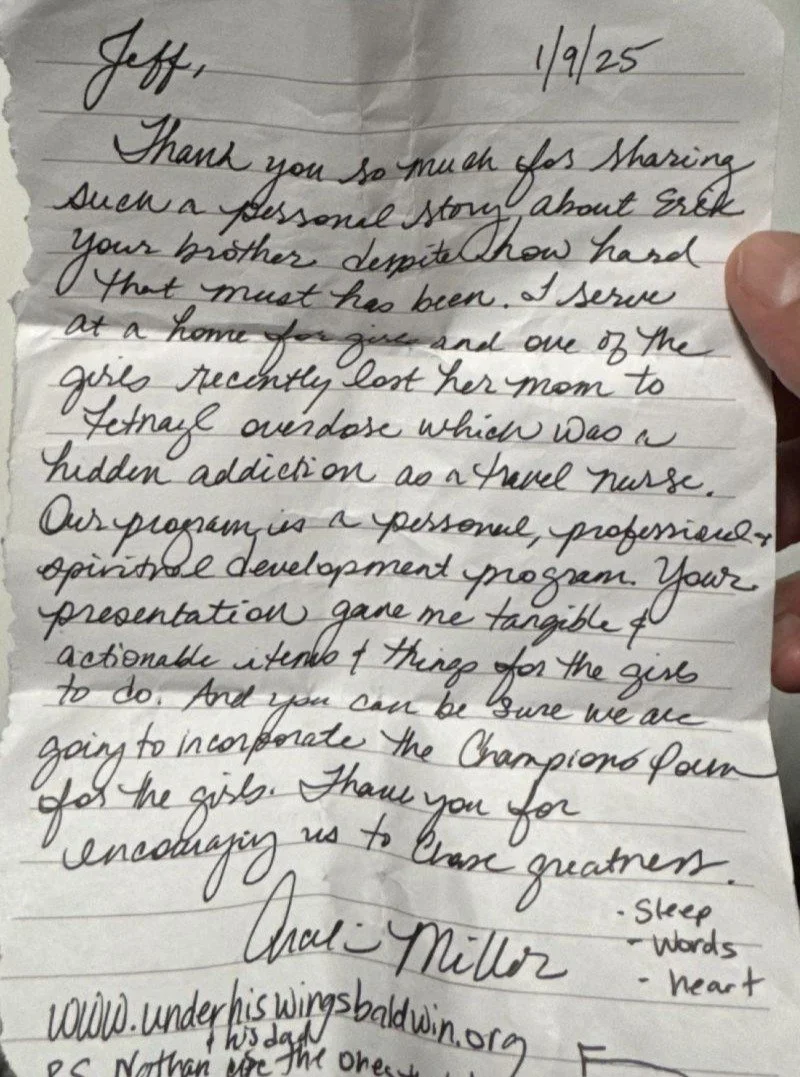 One of the most meaningful moments of 2025 was receiving this note after a keynote&hellip;

A woman approached me after the event, holding a folded piece of paper like it carried something fragile.

She said,
&ldquo;Thank you for sharing about your b