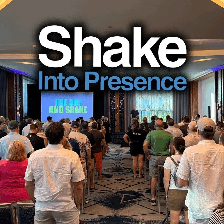 Before the big meeting.
Before an important event.

Hop and Shake.
Get out of the head and back into the body.

Regulate your nervous system.
Reduce tension.
Release stress.

Presence isn&rsquo;t something you think your way into.
It&rsquo;s somethin