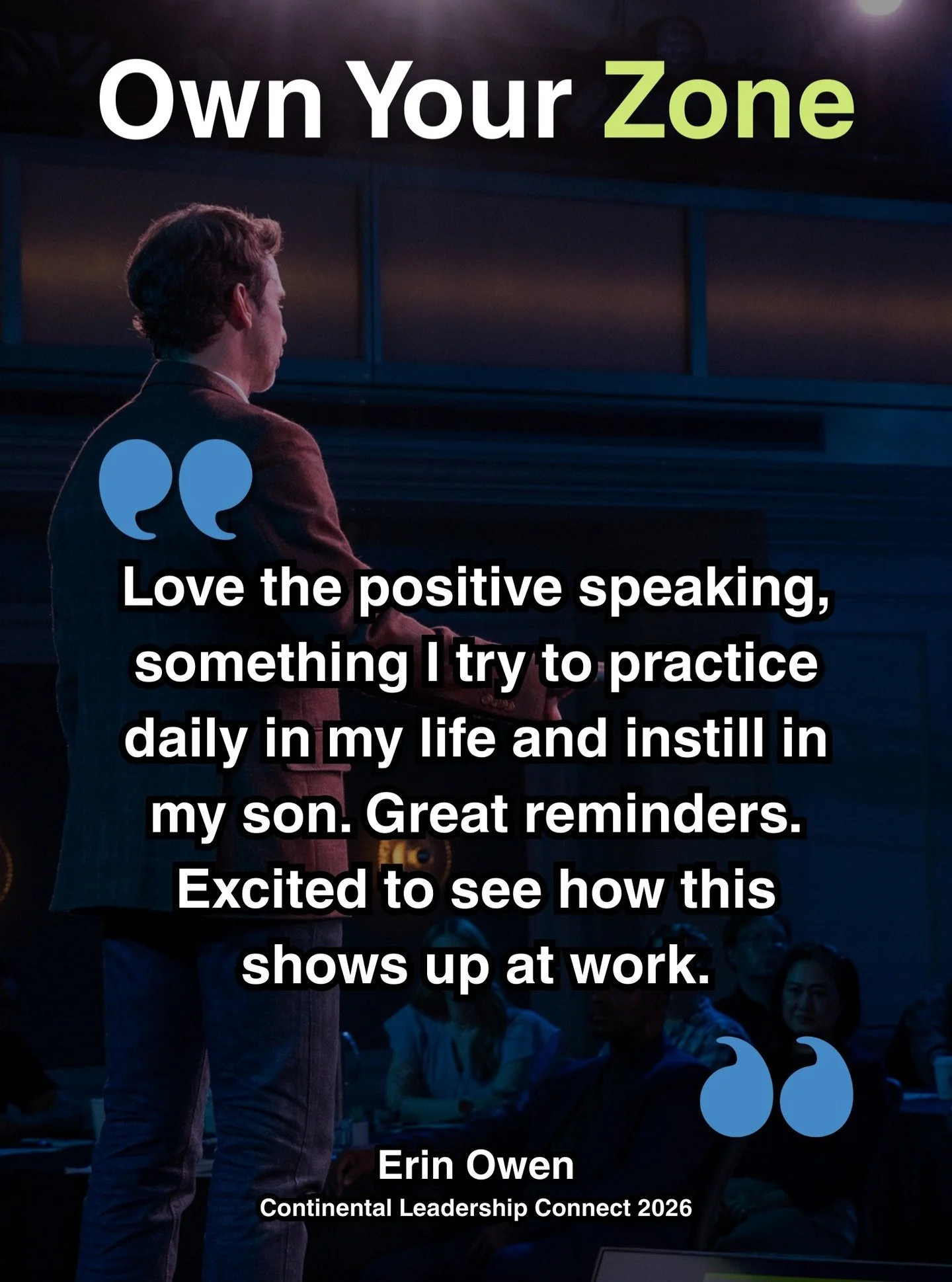 One of the most meaningful parts of this work is hearing when the message extends beyond the workplace.

Leadership starts with how we show up in our lives, our families, and our teams.

The Own Your Zone framework is about building habits that stren