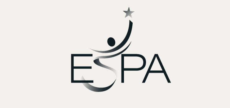 E SPA logo with a stylized figure and a star above it on a light background.