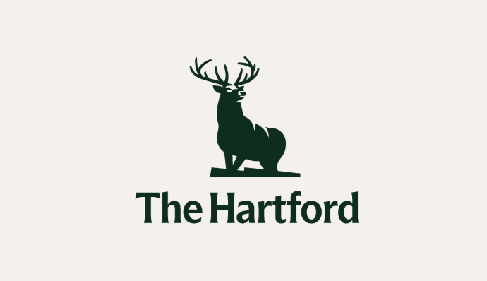 Logo of The Hartford featuring a silhouette of a stag with antlers