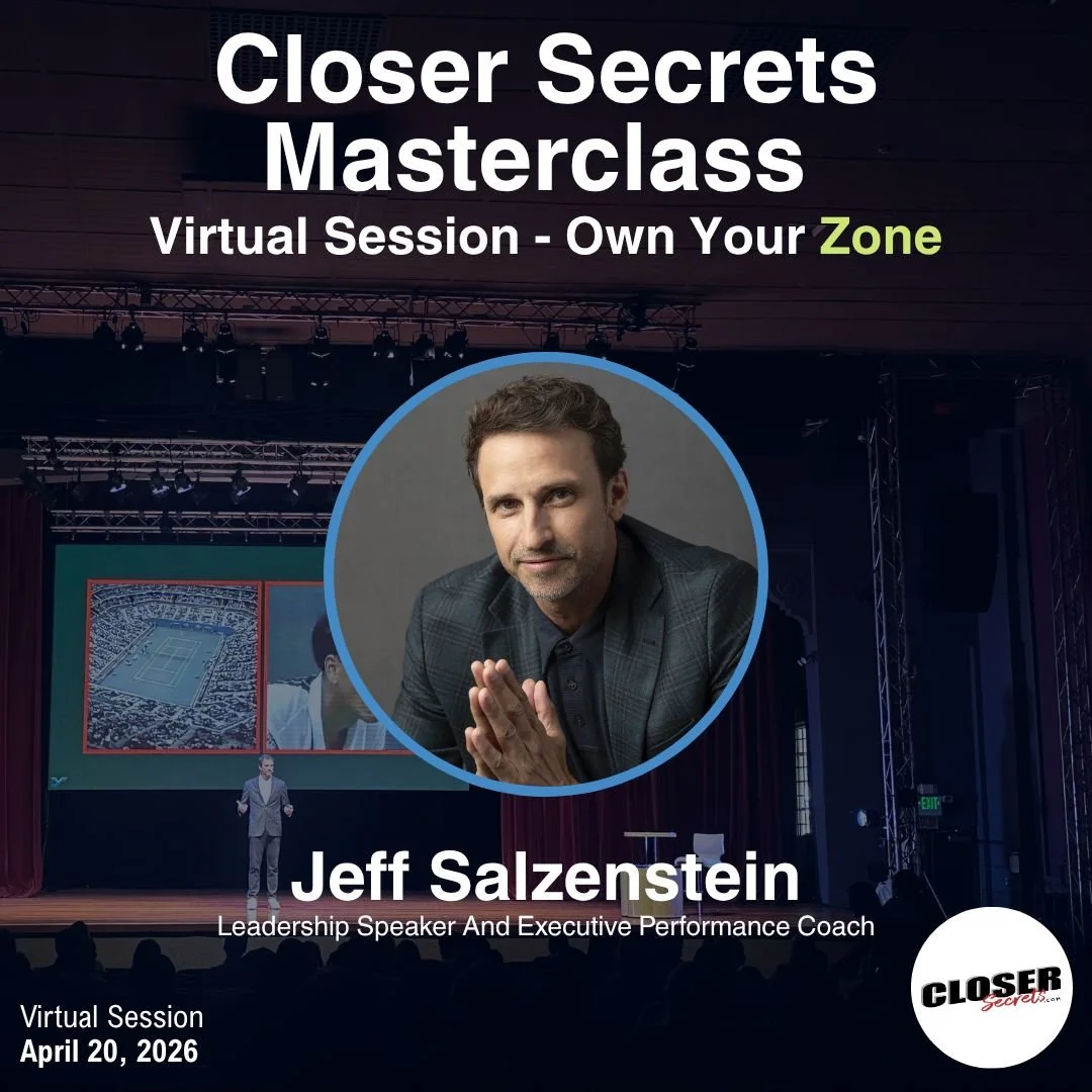 Excited to be delivering a Virtual Masterclss Session for the Closer Secrets Sales team on April 20th.

Here's what I've learned after competing under the intense pressure on the pro tour at the U.S. Open, Wimbledon, and the French Open ... and now c