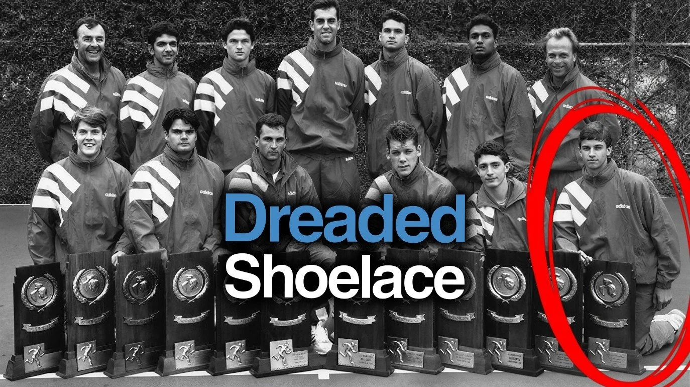 I tripped over my own shoelace and lost the national championship.

In May 1994, I was a sophomore at Stanford playing #2 singles in the NCAA team finals against USC.

Our team wore red shoelaces that year as a symbol of unity.

Extra long red shoela