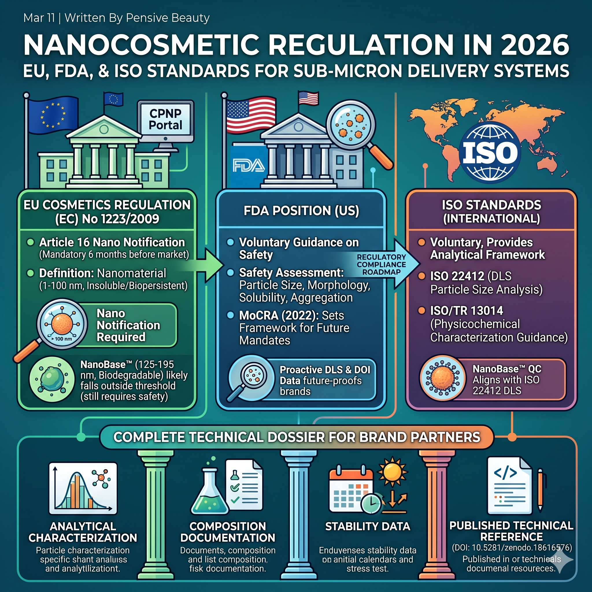 Nanocosmetic Regulation in 2026: EU, FDA, and ISO Standards for Sub-Micron Delivery Systems