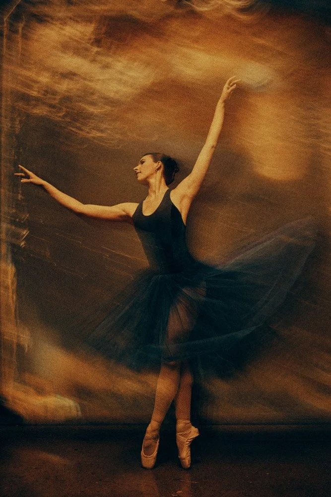 Dancer in motion against a clean studio backdrop near Nashville