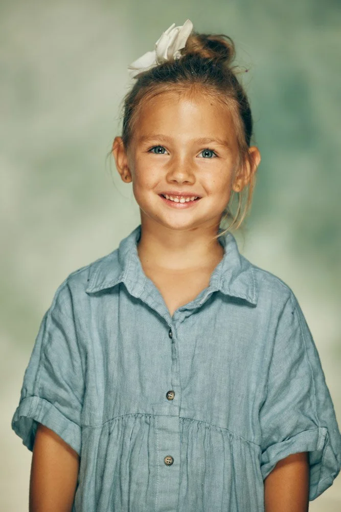 Children's studio portrait with soft, even lighting
