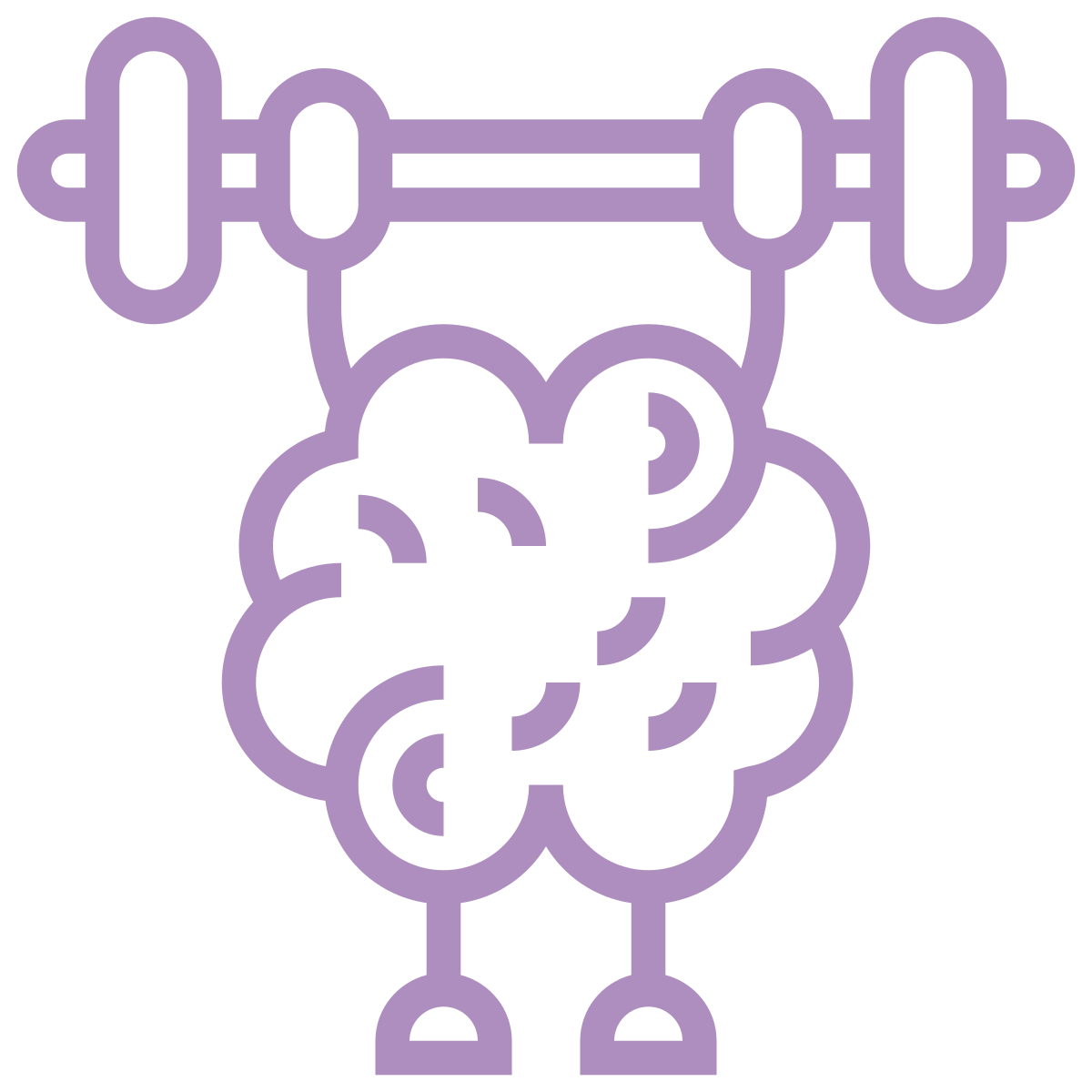 Een lijntekening van een gekko die een halter boven zijn hoofd vasthoudt.