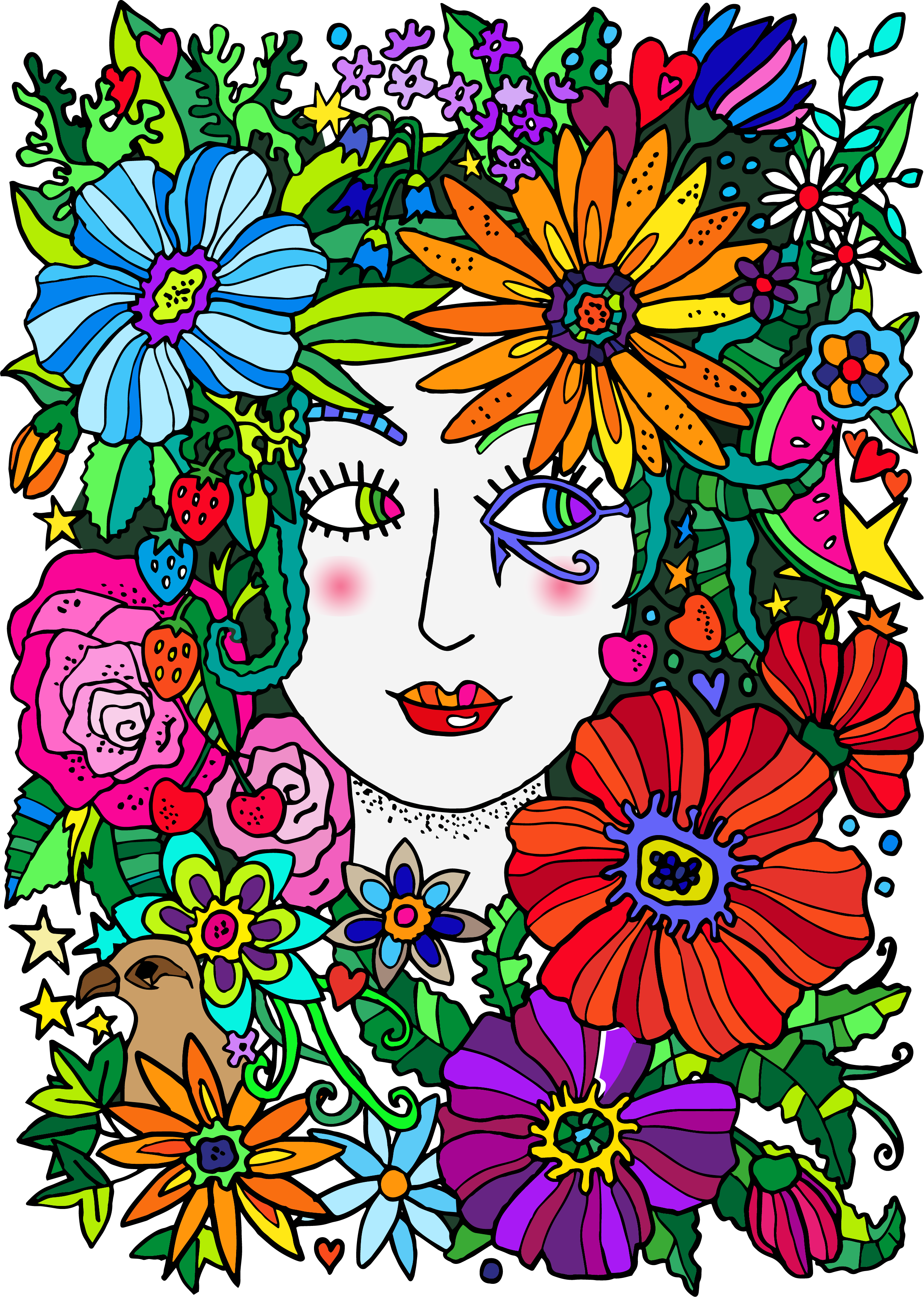 Mother Nature Flower Woman Illustration