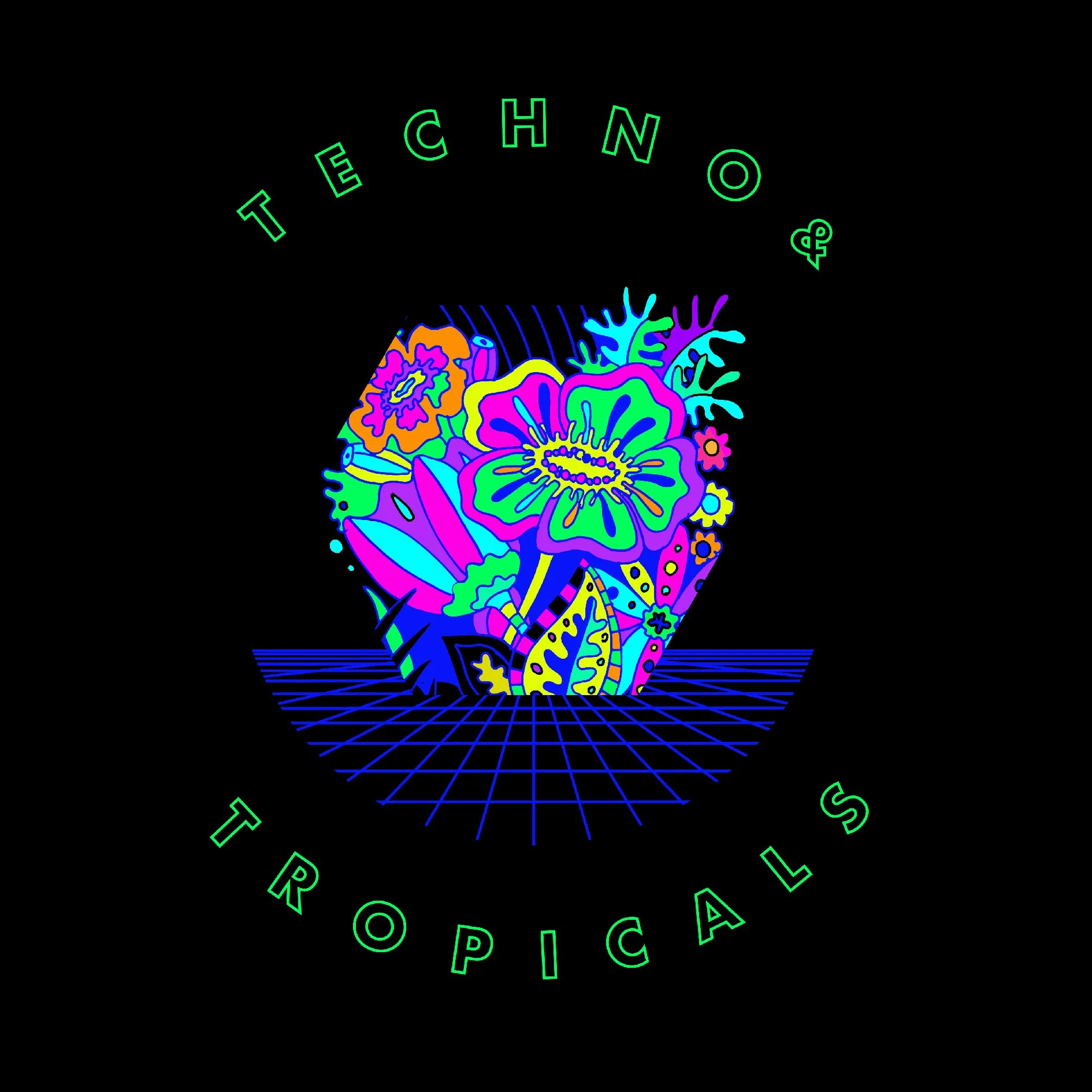 techno und tropicals mit grid synthwave