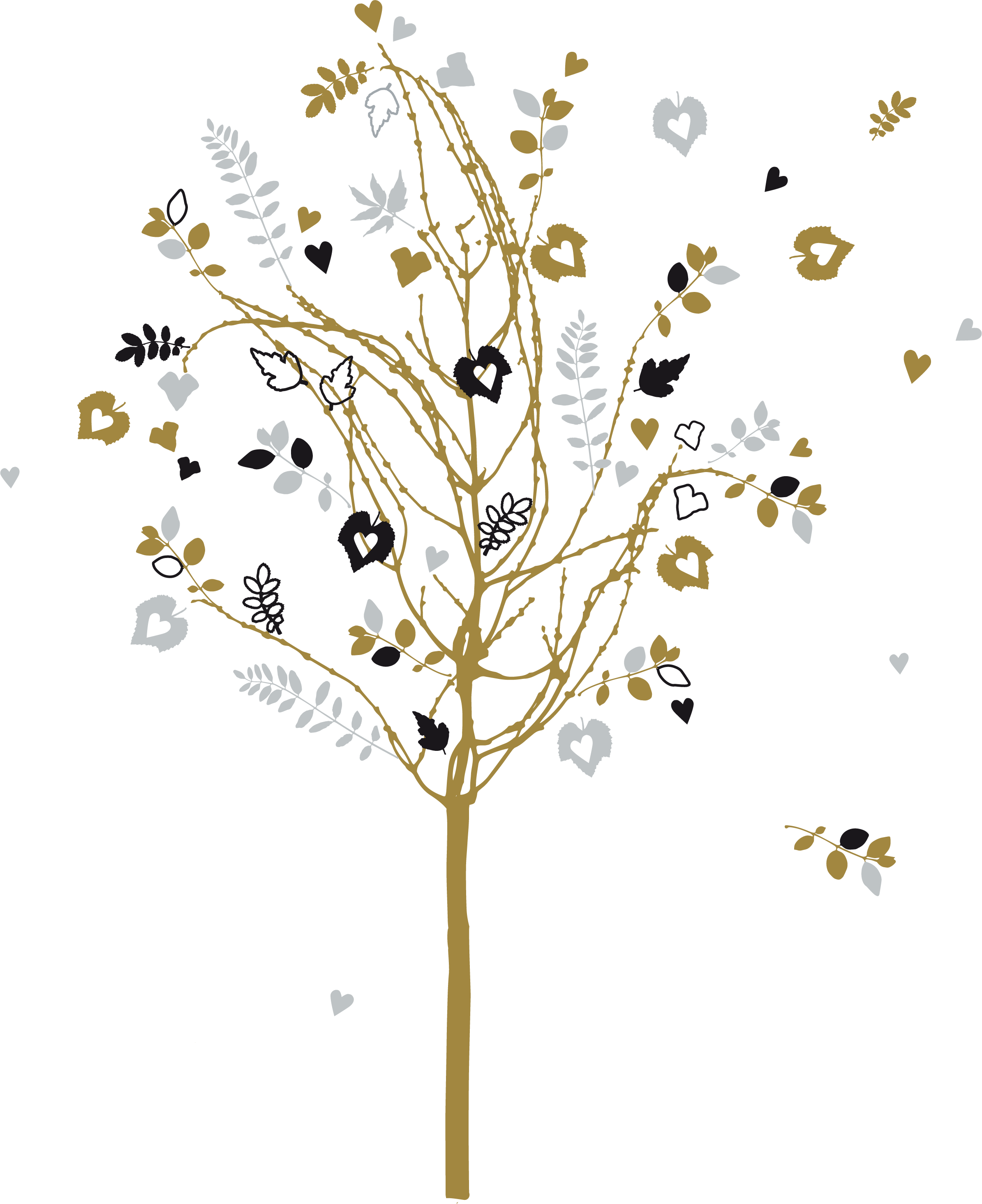 Tree gold silver black