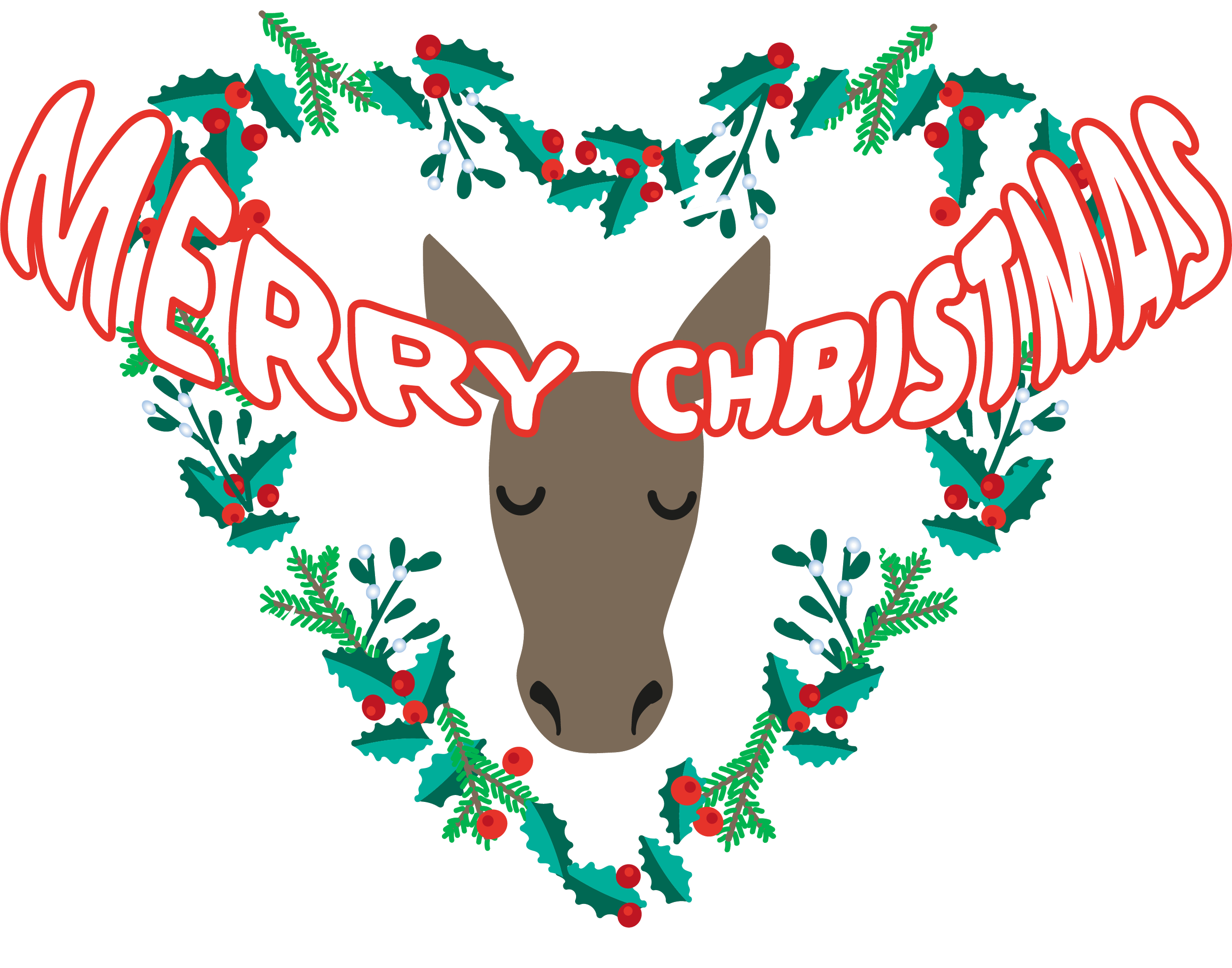 Merry Christmas Moose Head with Saying