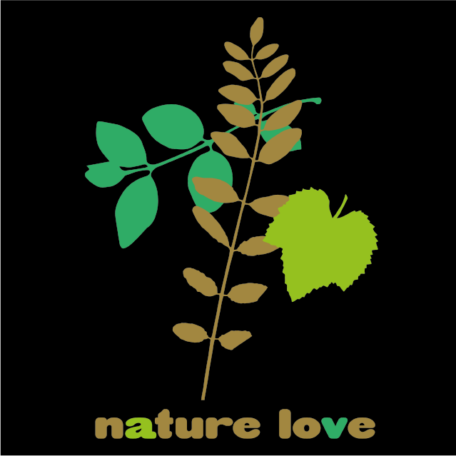 retro three leafs different greens nature love