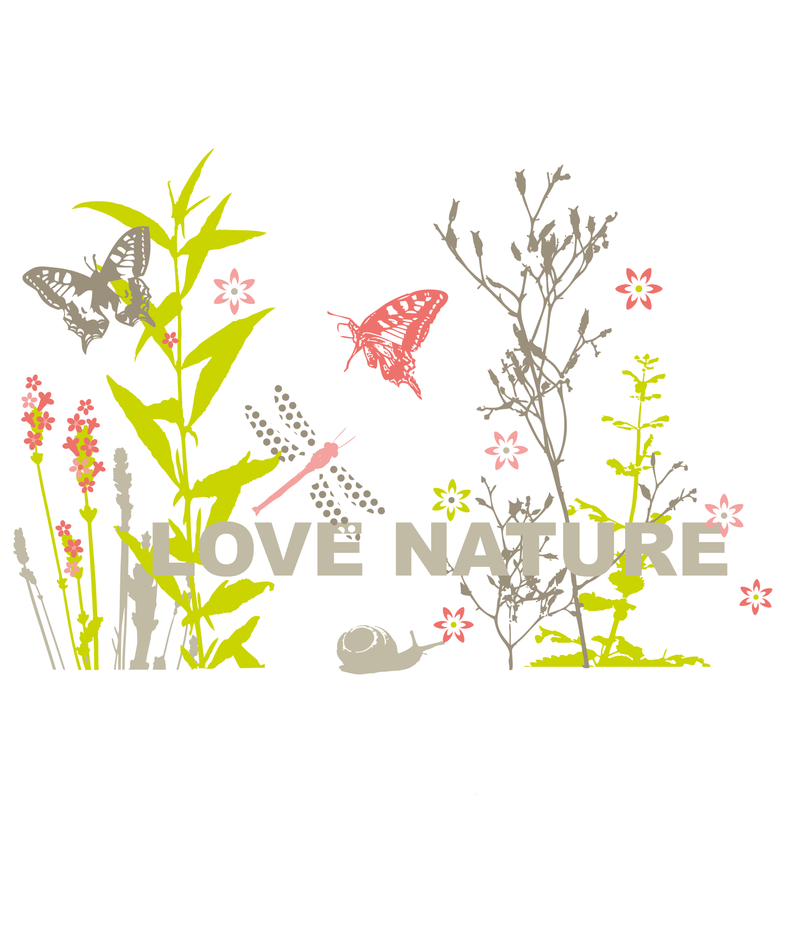 Beautiful vector meadow with the words love nature