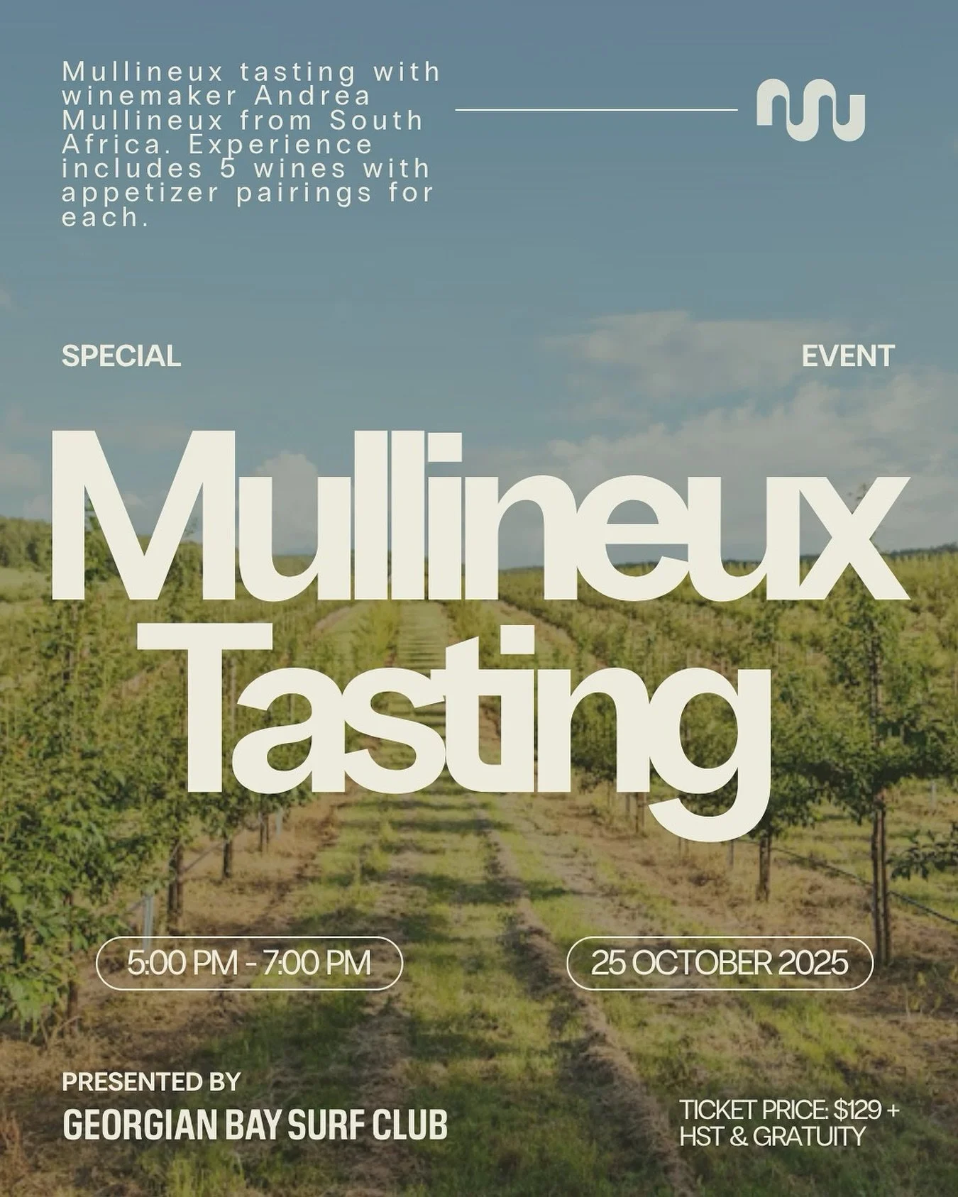 Event alert!

Join us with our friends from @nicholaspearcewines for a tasting of five wines with five carefully curated appetizers, upstairs at GBSC on October 25 from 5pm-7pm with winemaker Andrea Mullineux from Mullineux &amp; Lee Family Wines fro