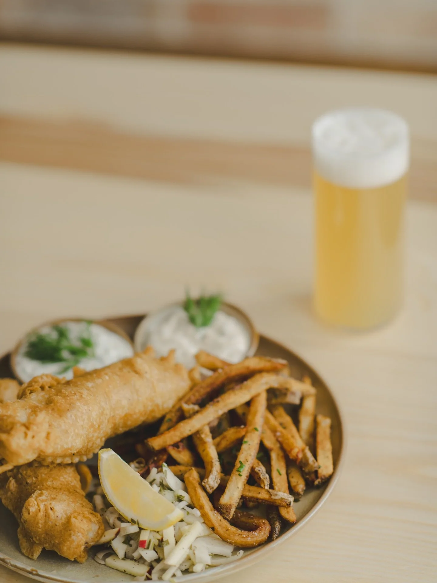 Last lunch service of 2026! 

Start your NYE celebrations the right way &mdash; we&rsquo;re here till 3pm 🥂

Fish &amp; Chips / fresh water Pickerel / lager-battered / apple celery slaw / house tartar / frites / malt vinegar aioli

Cheers 🍻🌊

📷: 