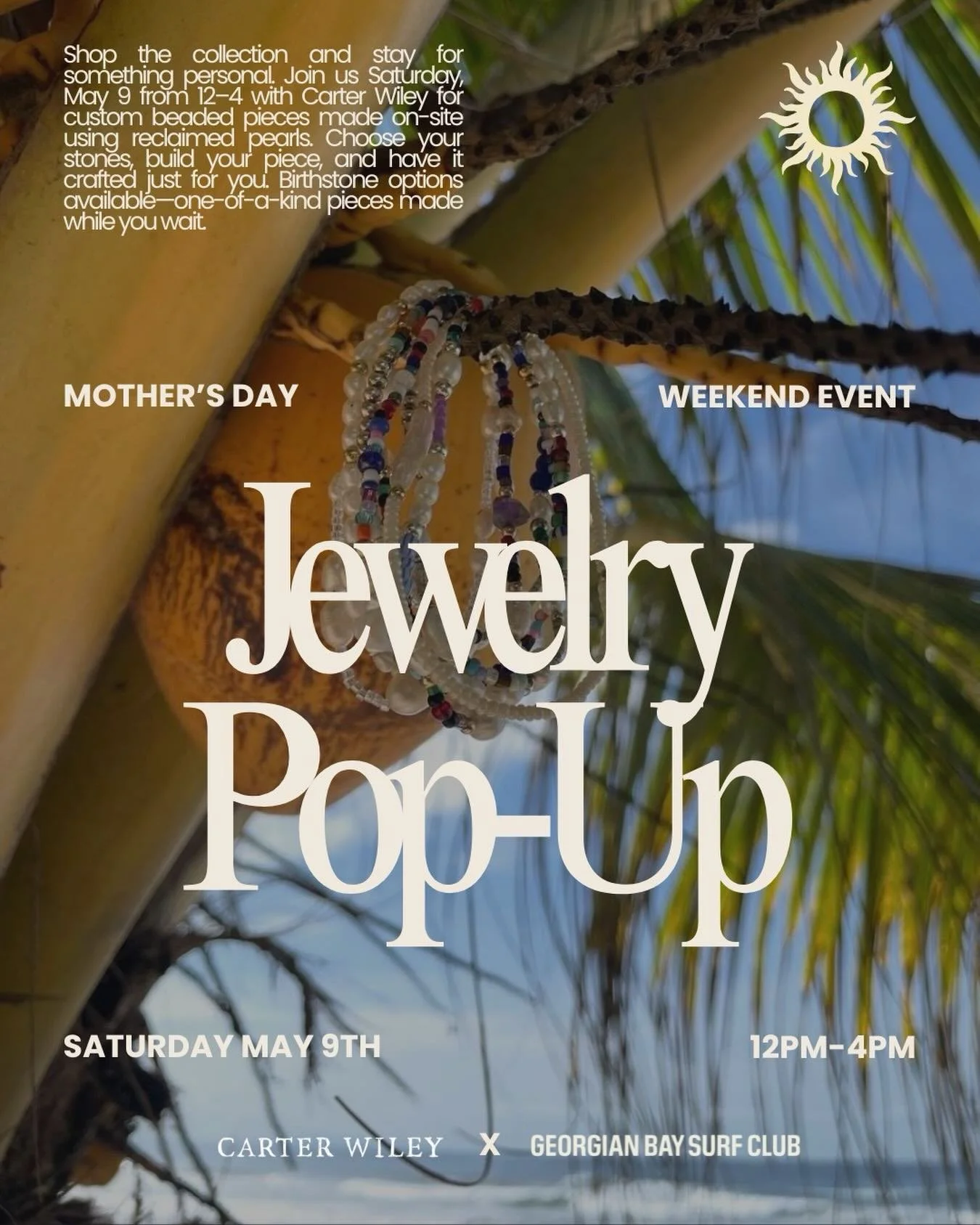 Join us Saturday, May 9 from 12&ndash;4pm for a special pop-up with Carter Wiley ✨

Shop the collection or create something of your own. Carter Wiley will be in-store making custom beaded pieces on-site, featuring their signature reclaimed pearls. Ch