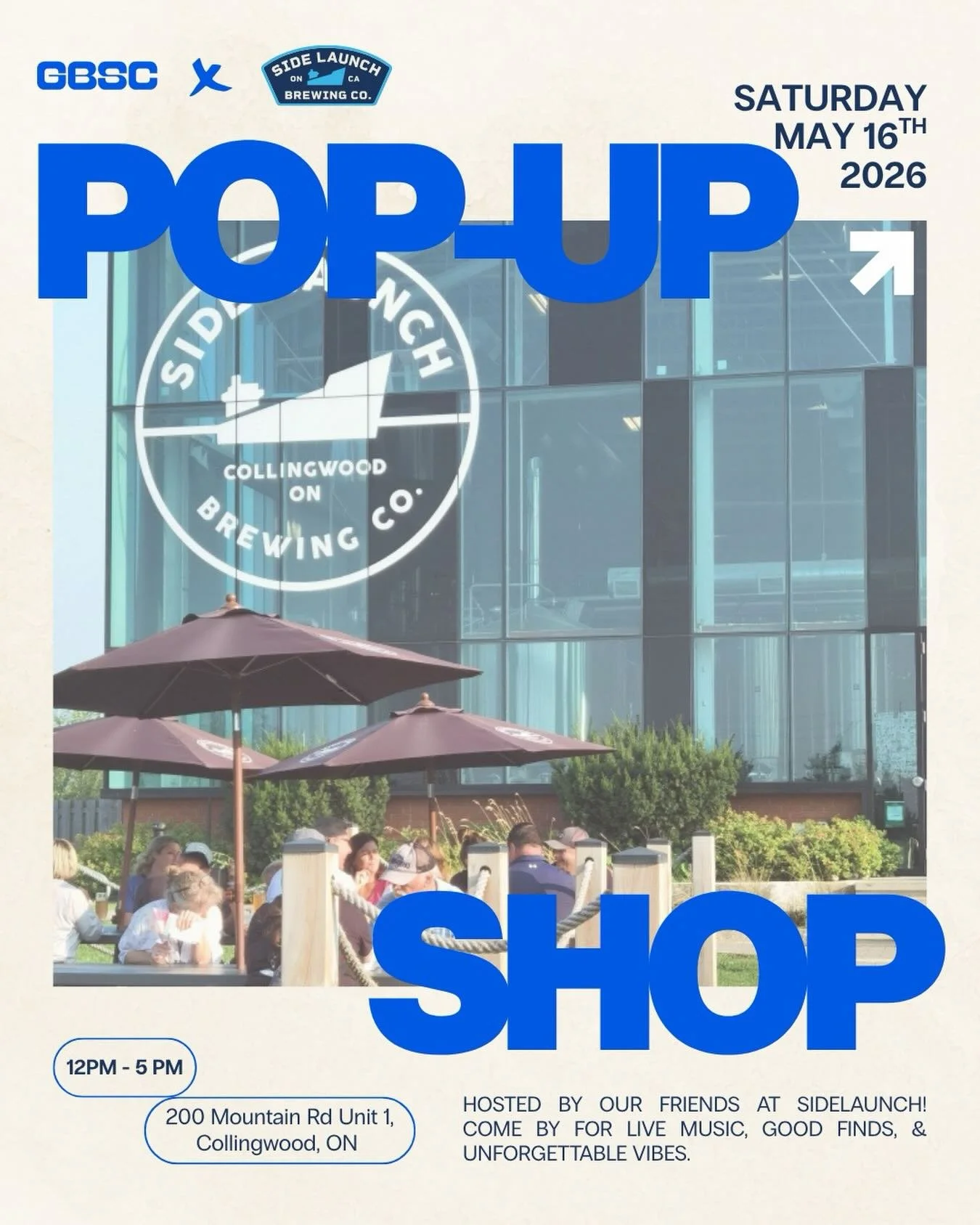 Hosted by our friends at Sidelaunch Brewing Company 🌞

Join us from 12pm&ndash;5pm for live music, shaved ice, good finds, and unforgettable summer vibes. We&rsquo;ll be popping up with Georgian Bay Surf Club merch, hanging out, and soaking up a per