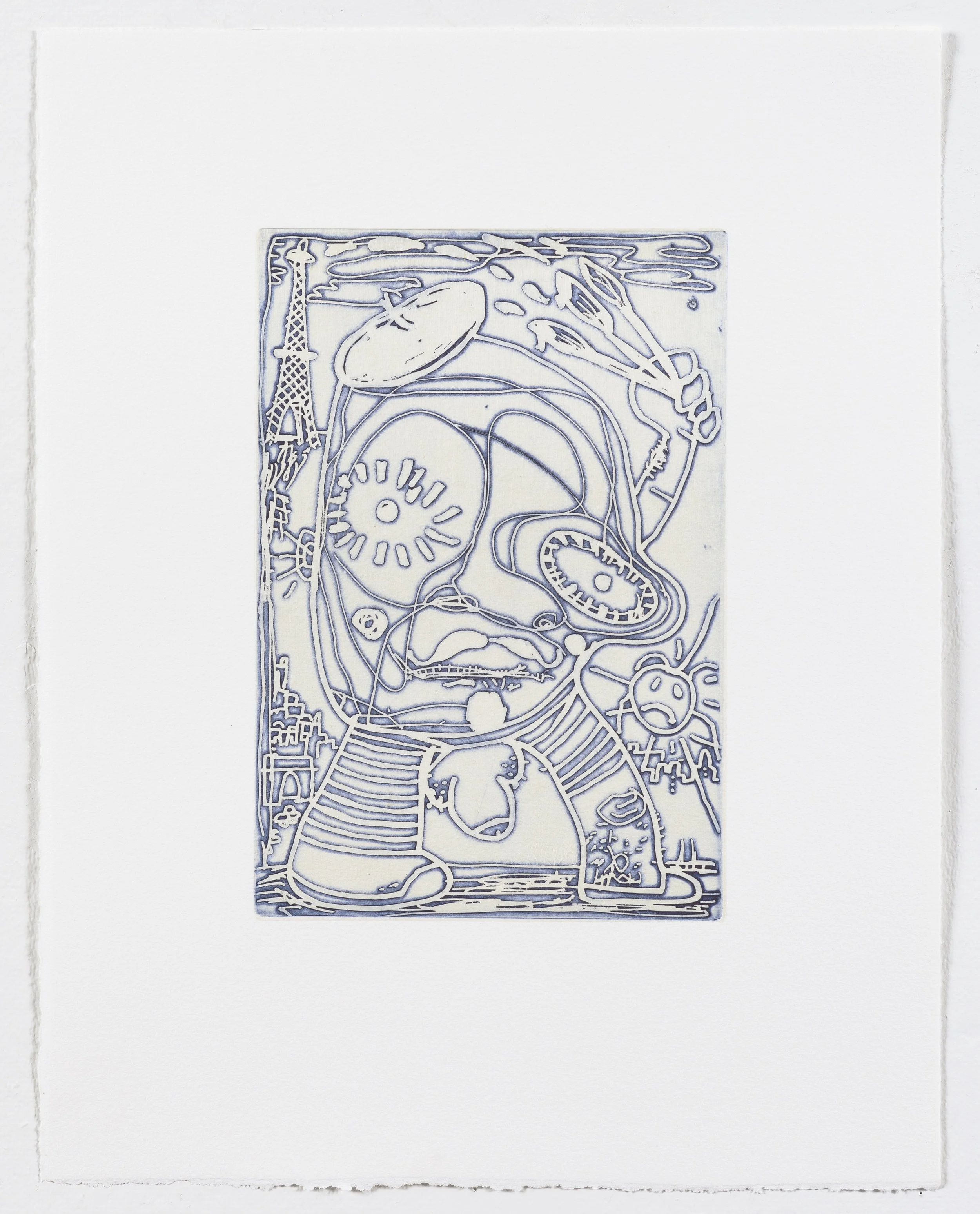 Artist, 2010. Etching with chine colle on Hannemuhle. Paper Size: 16.75 x 12.875 in. Image Size: 10 x 6.75 in. Edition of 15