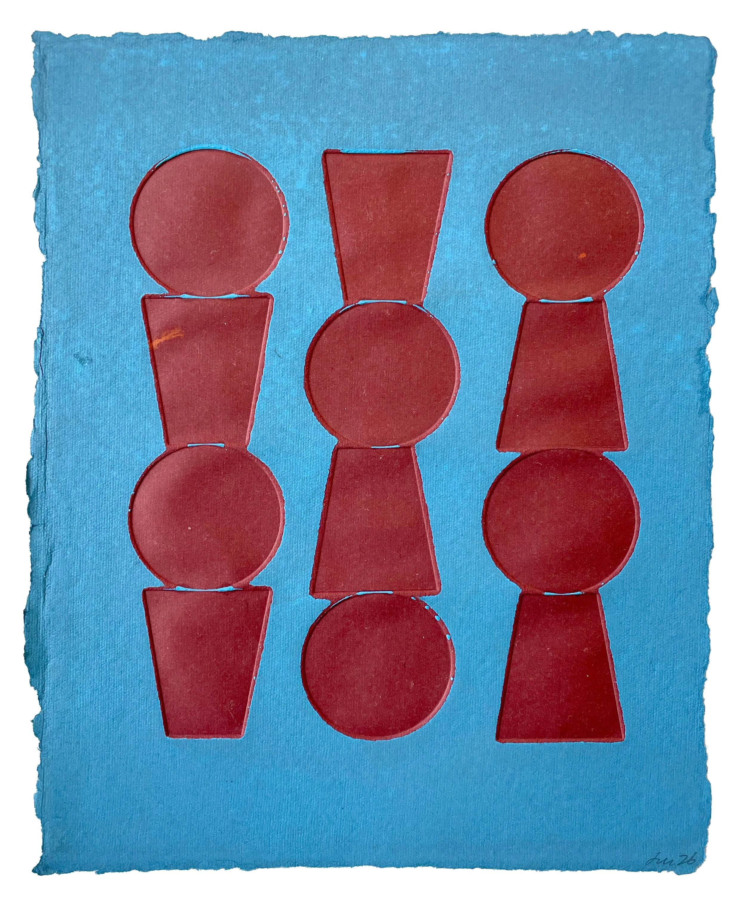 Totem VII, 2026. Monotype on handmade Khadi paper. 11.5 x 9 in. (bleed)