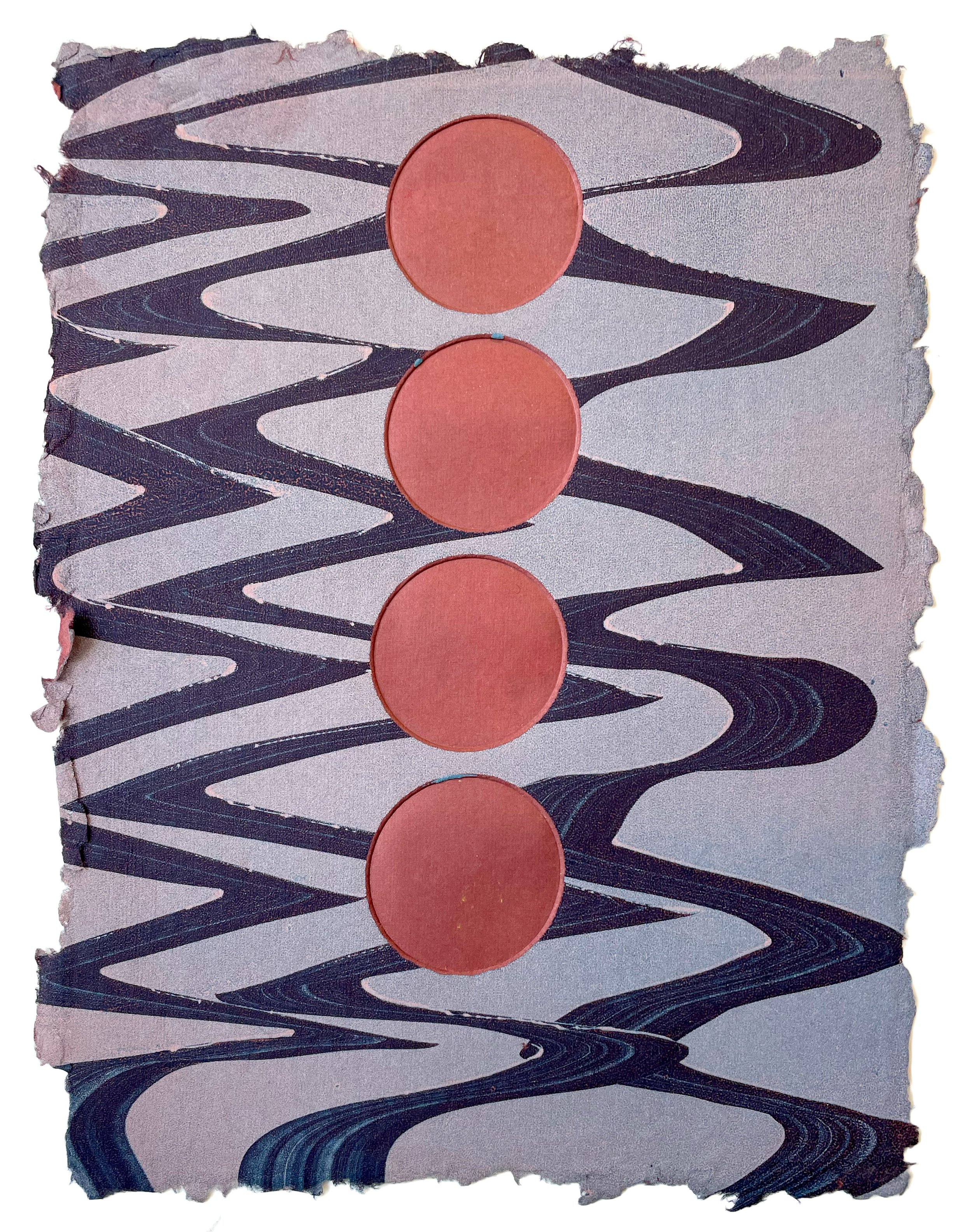 Totem II, 2026. Monotype on handmade Khadi paper. 11.5 x 9 in. (bleed). NFS