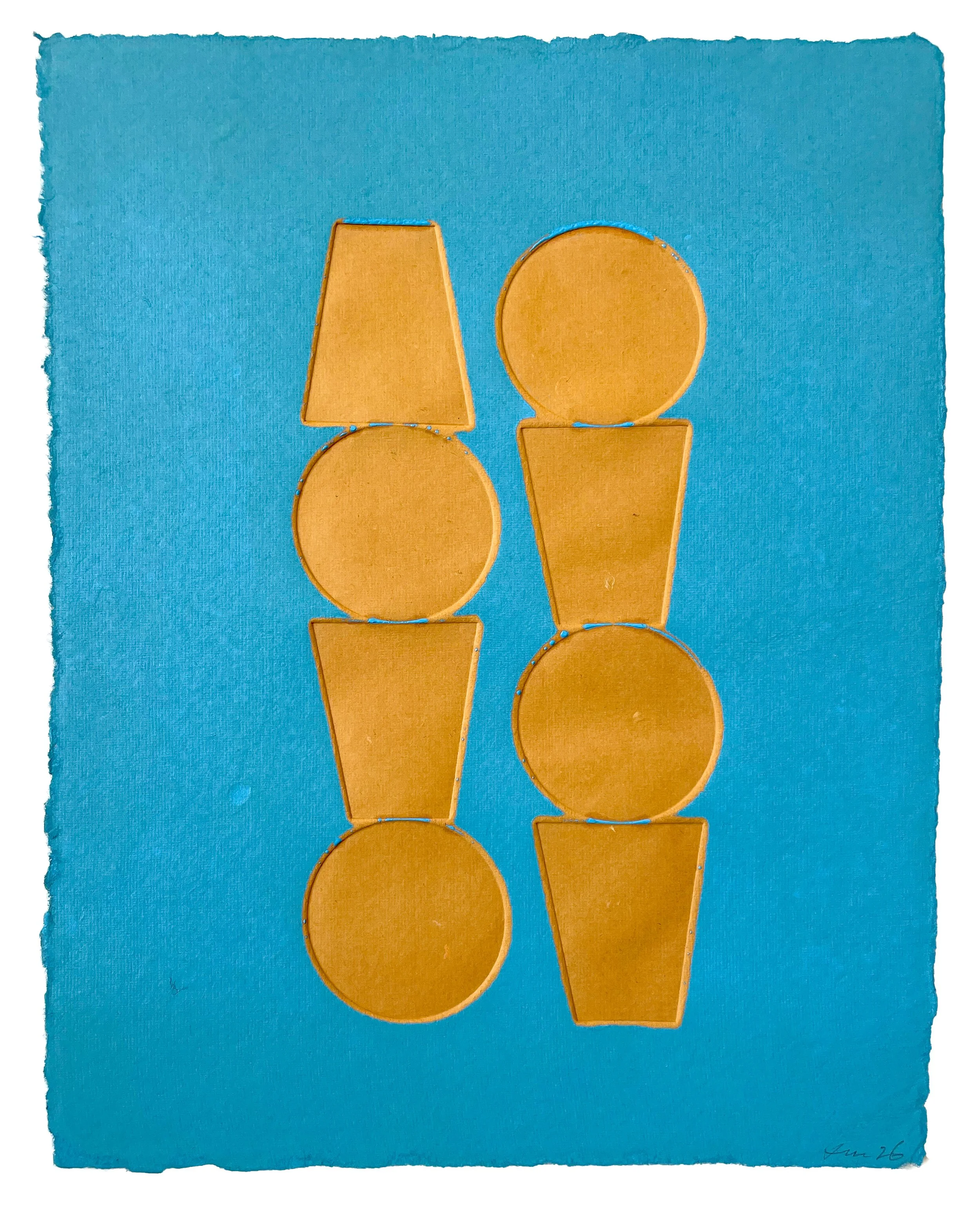 Totem X, 2026. Monotype on handmade Khadi paper. 11.5 x 9 in. (bleed)