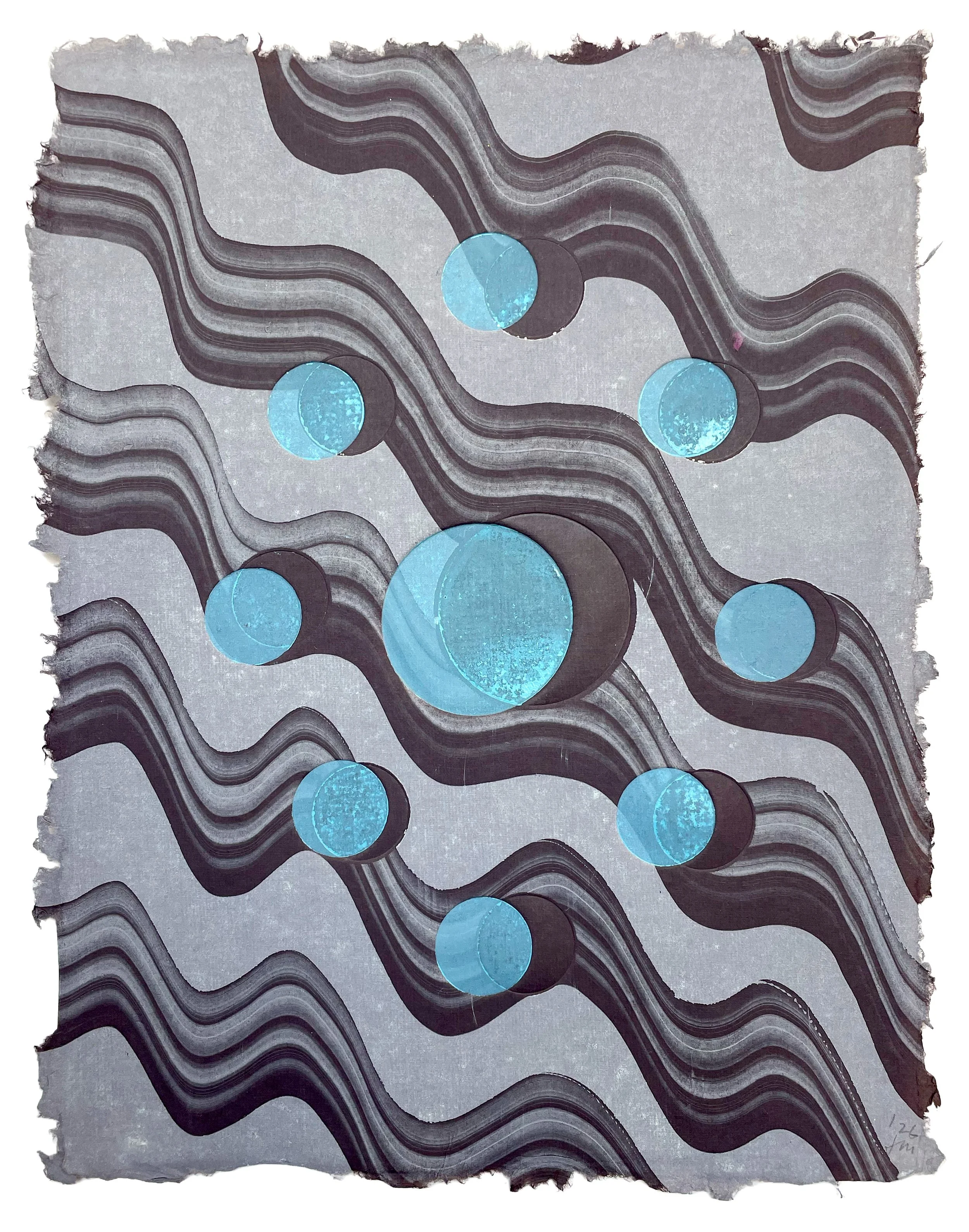 Totem I, 2026. Monotype on handmade Khadi paper. 11.5 x 9 in. (bleed)
