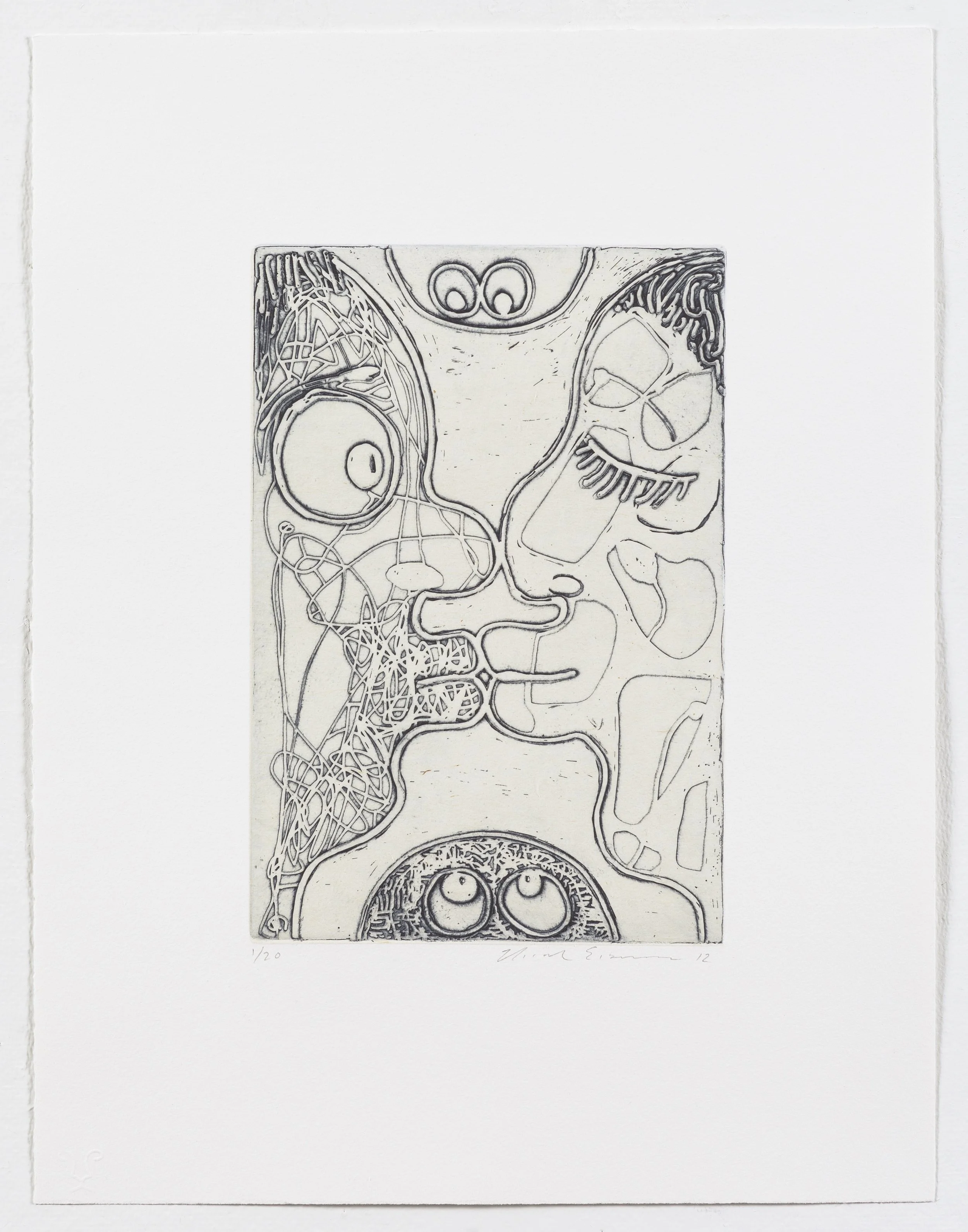 Fourpack, 2010. Etching with chine colle on Hannemuhle. Paper Size: 16.75 x 12.875 in. Image Size: 10 x 6.75 in. Edition of 20.
